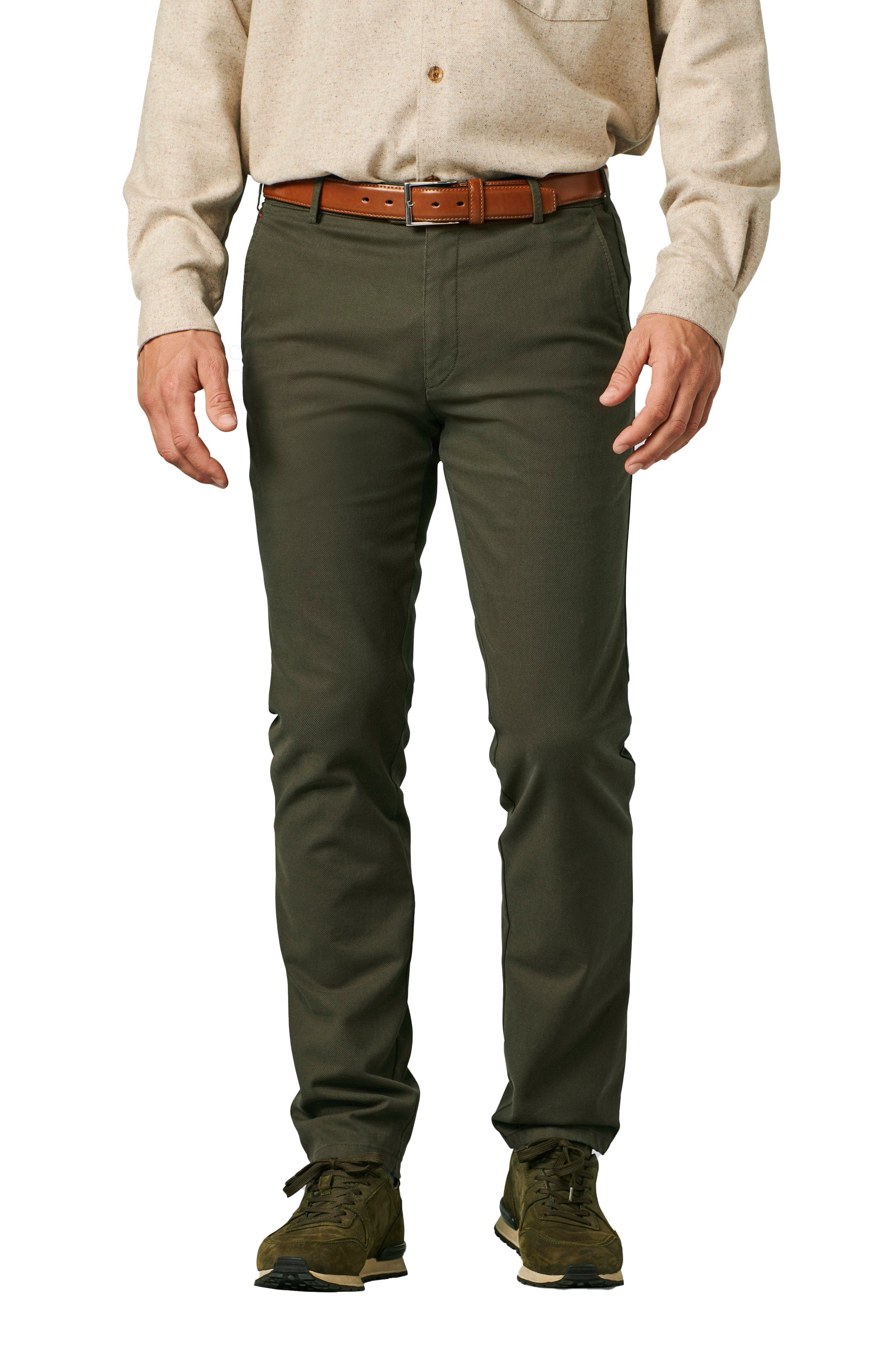 Meyer New York Two Colour Cotton Stretch Chinos - Dark Green