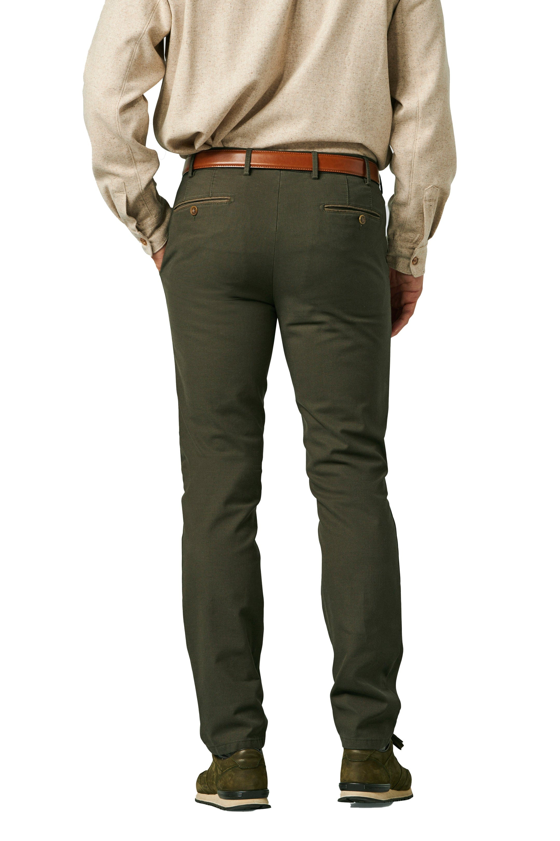 Meyer New York Two Colour Cotton Stretch Chinos - Dark Green