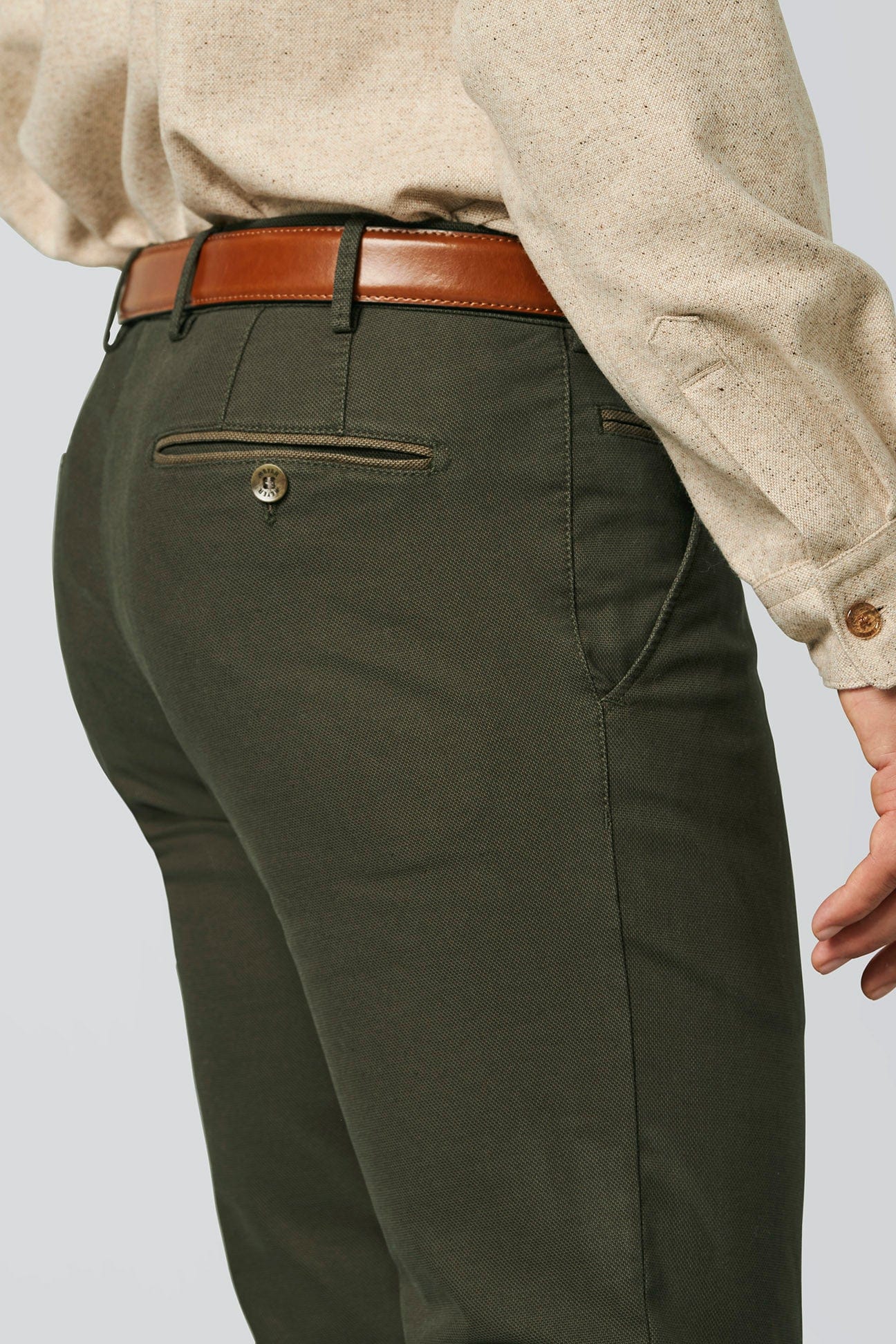 Meyer New York Two Colour Cotton Stretch Chinos - Dark Green
