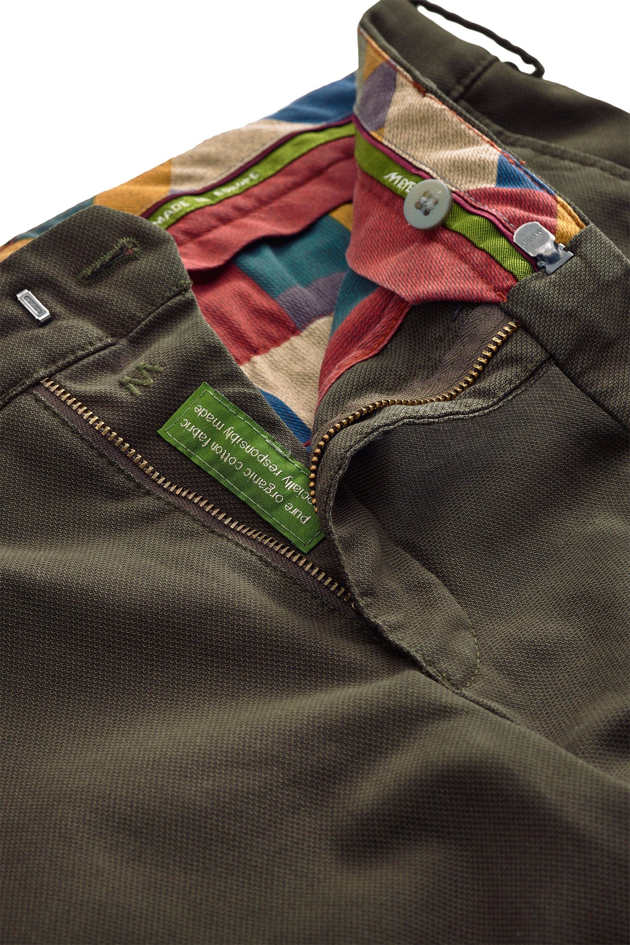 Meyer New York Two Colour Cotton Stretch Chinos - Dark Green