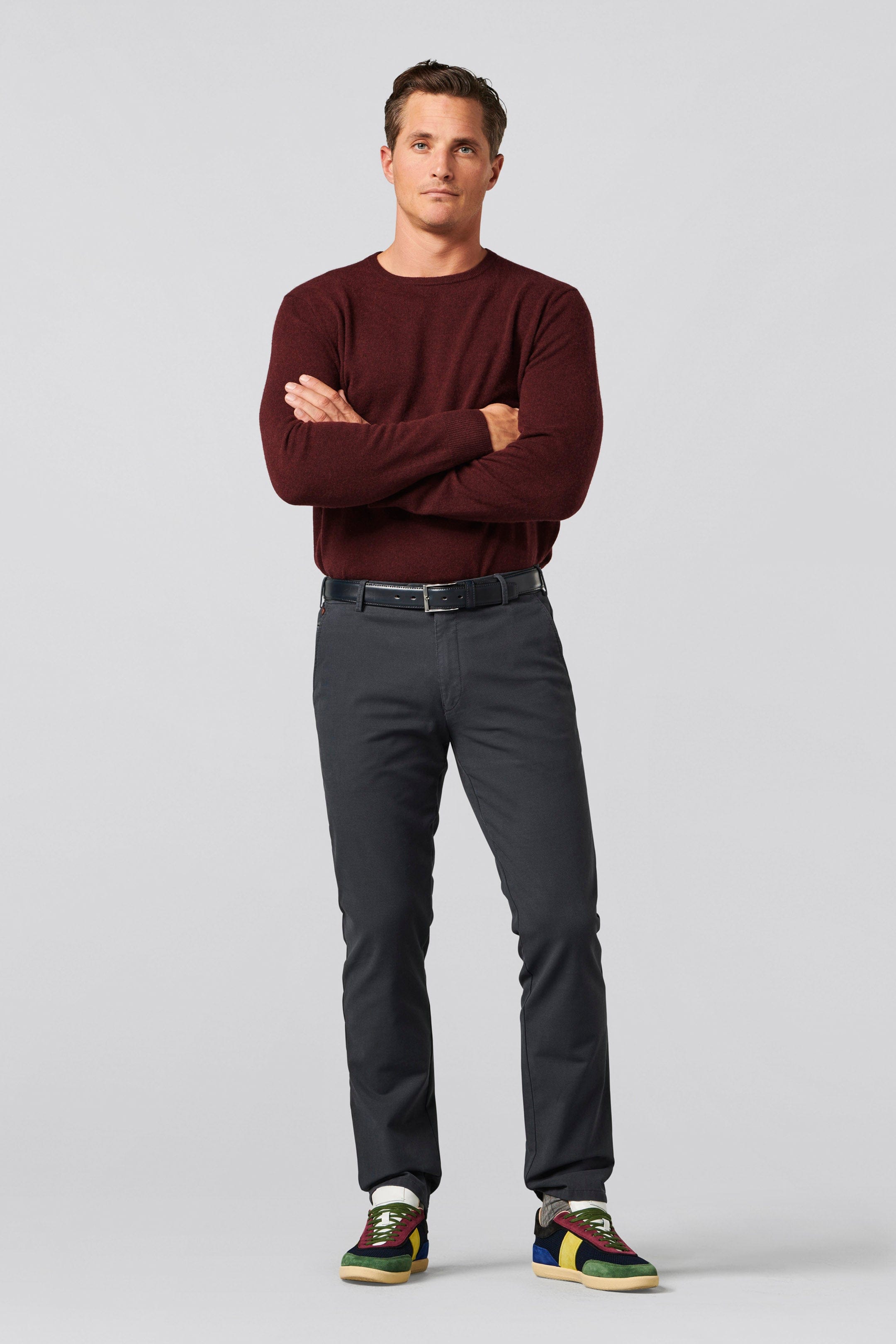 Meyer New York Two Colour Cotton Stretch Chinos - Navy