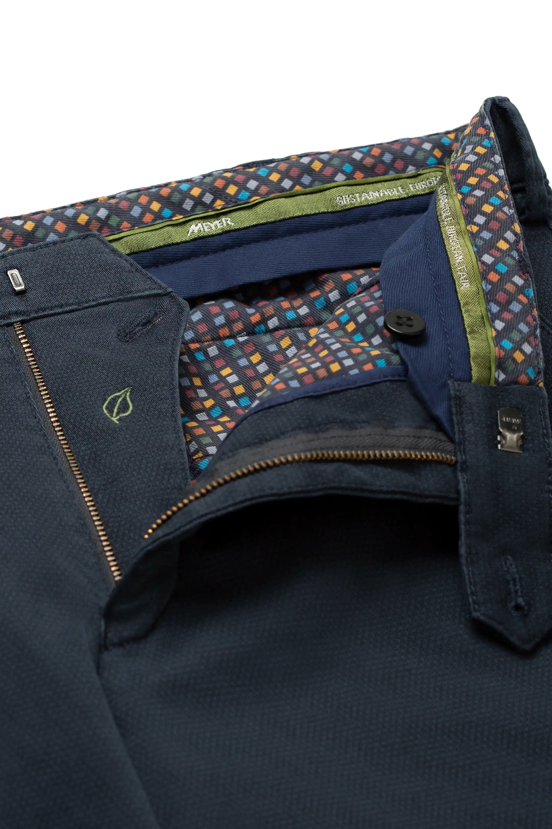 Meyer New York Two Colour Cotton Stretch Chinos - Navy