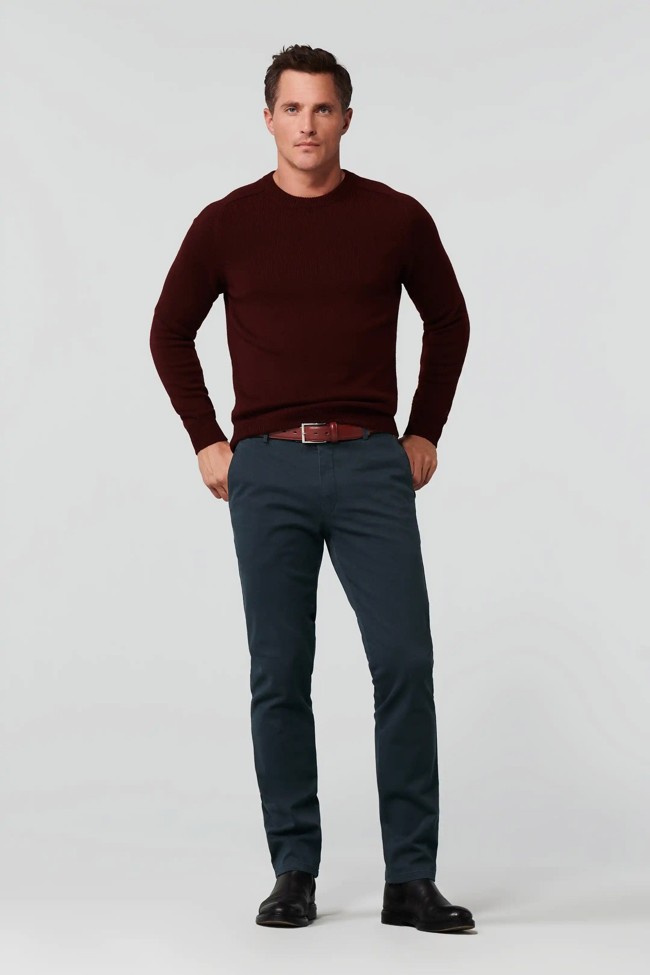 Meyer New York Two Colour Cotton Stretch Chinos - Navy