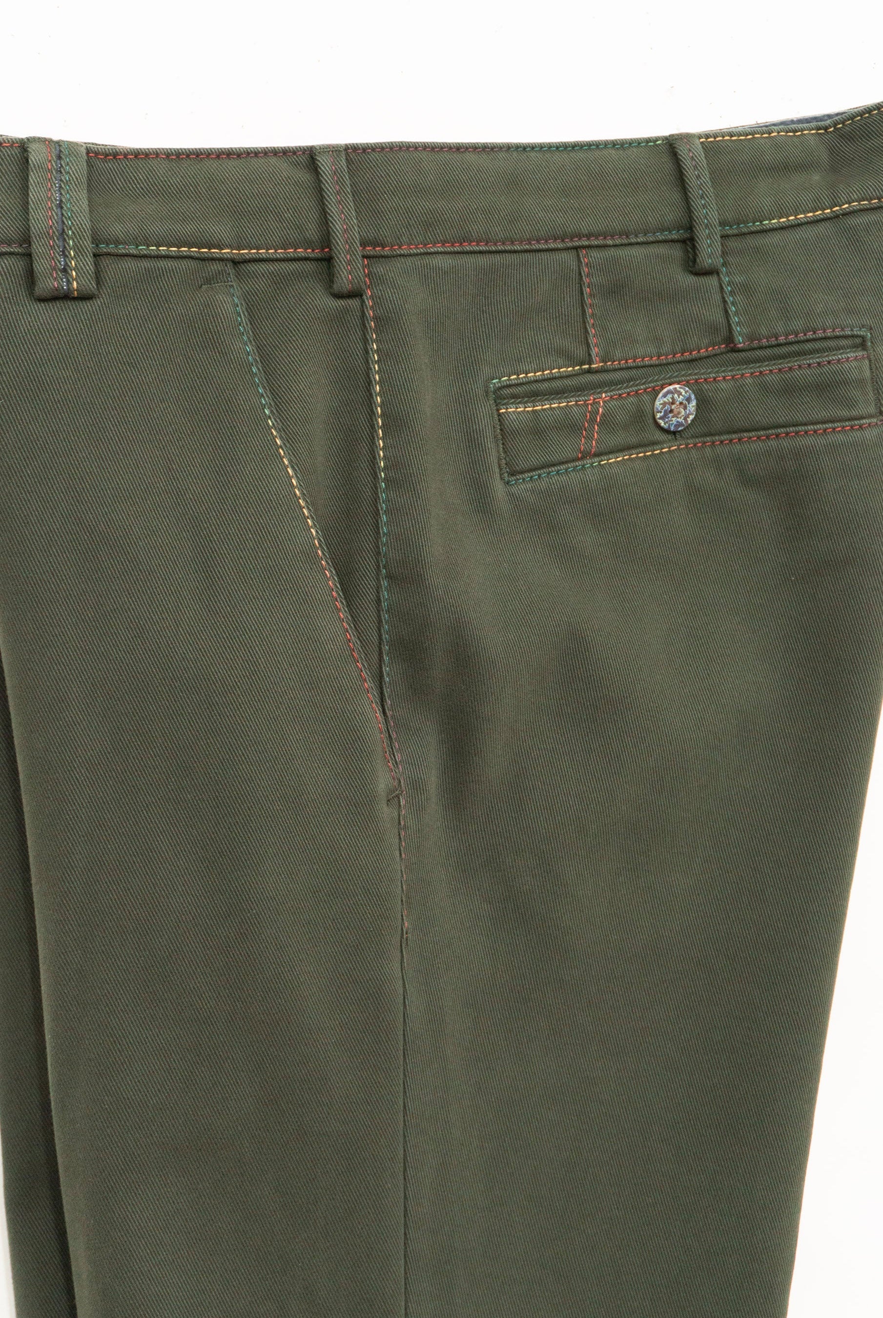 Meyer New York Winter Twill Rainbow Stitch Trousers - Dark Green