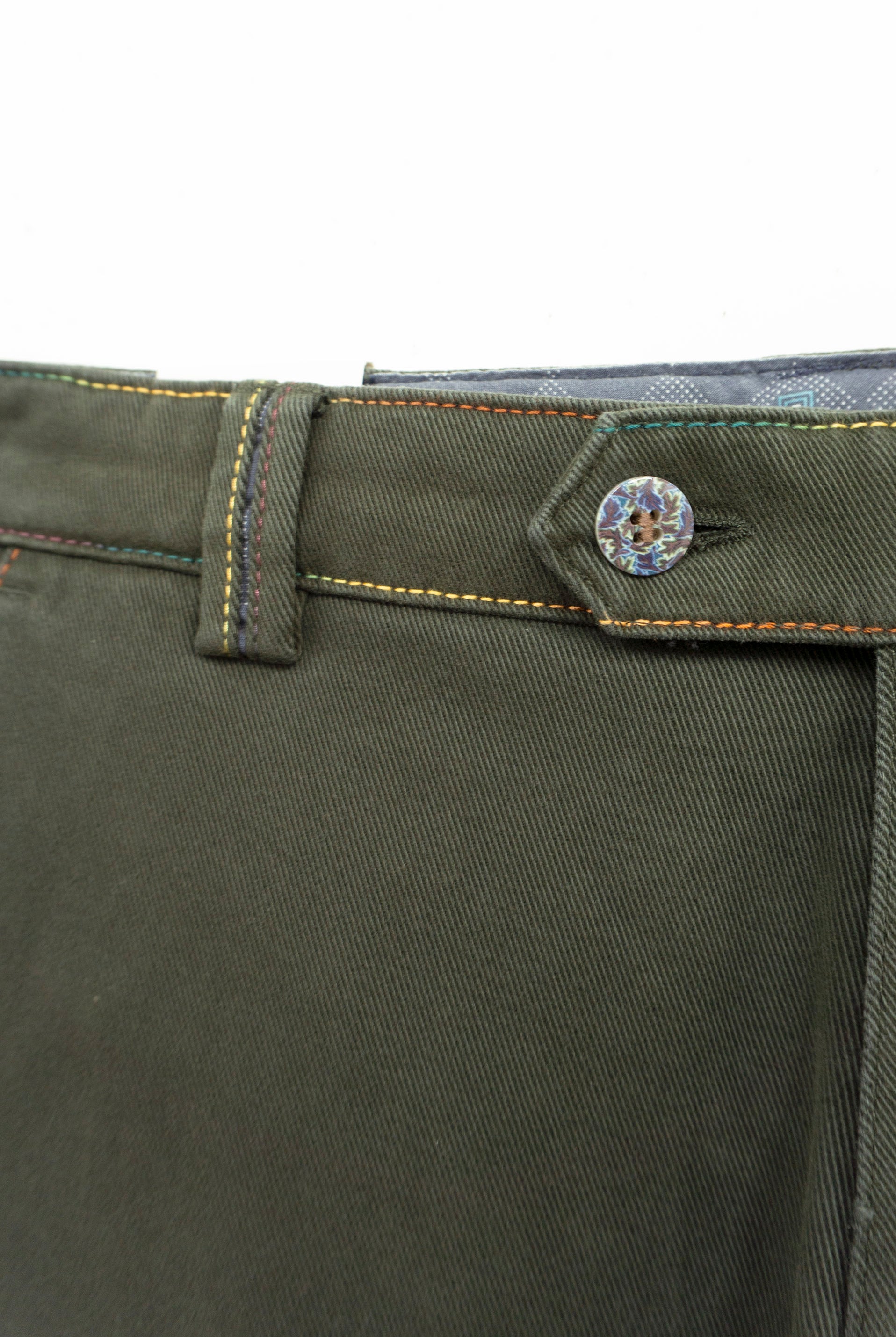 Meyer New York Winter Twill Rainbow Stitch Trousers - Dark Green