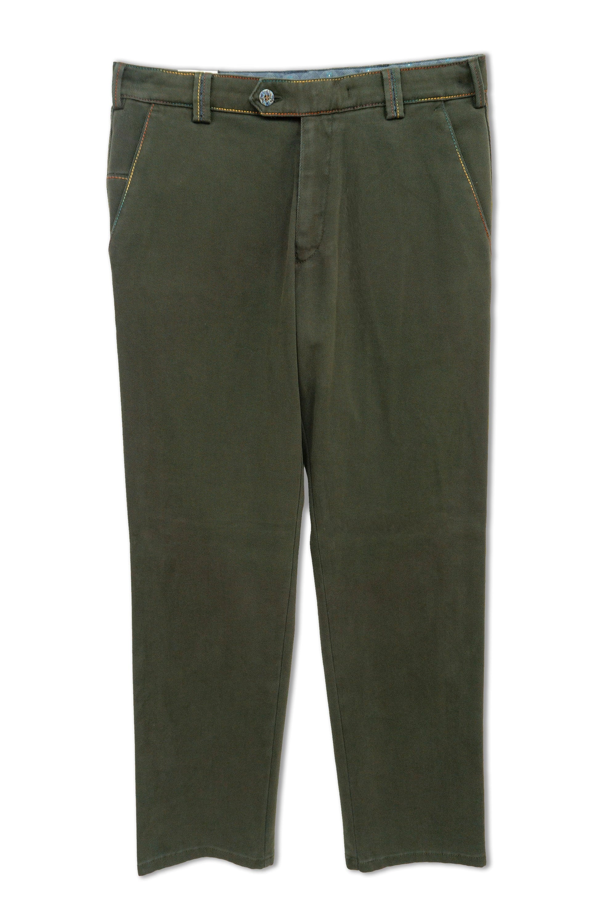 Meyer New York Winter Twill Rainbow Stitch Trousers - Dark Green