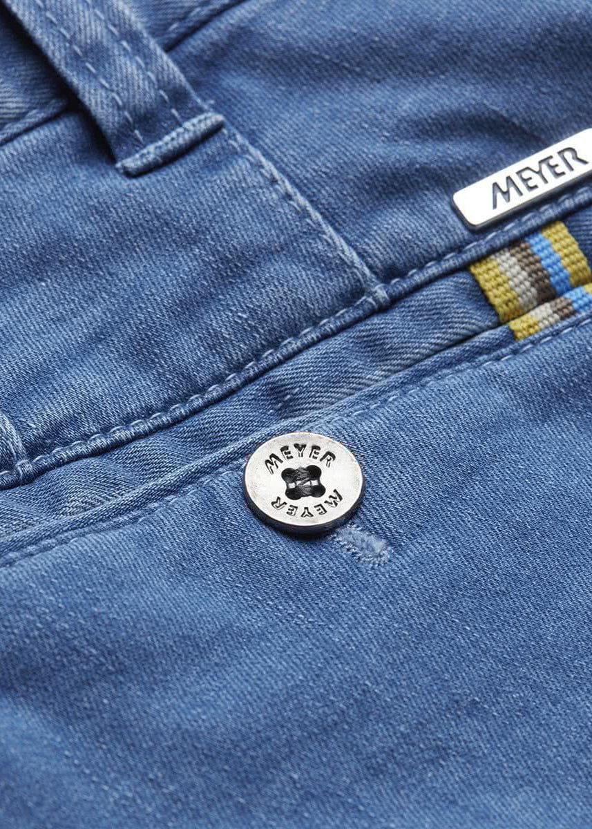 Meyer Oslo Coolmax Denim Travel Chino Trousers - Light Blue