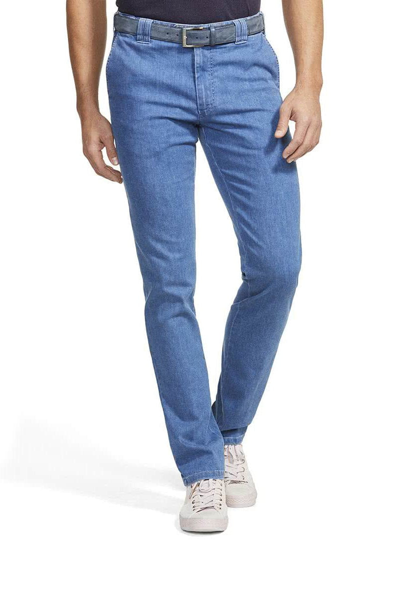Meyer Oslo Coolmax Denim Travel Chino Trousers - Light Blue (DE)