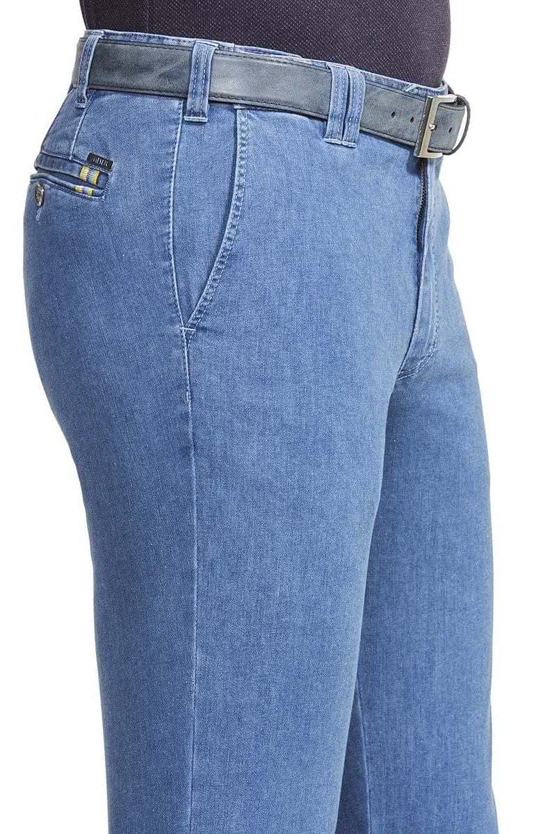 Meyer Oslo Coolmax Denim Travel Chino Trousers - Light Blue (DE)