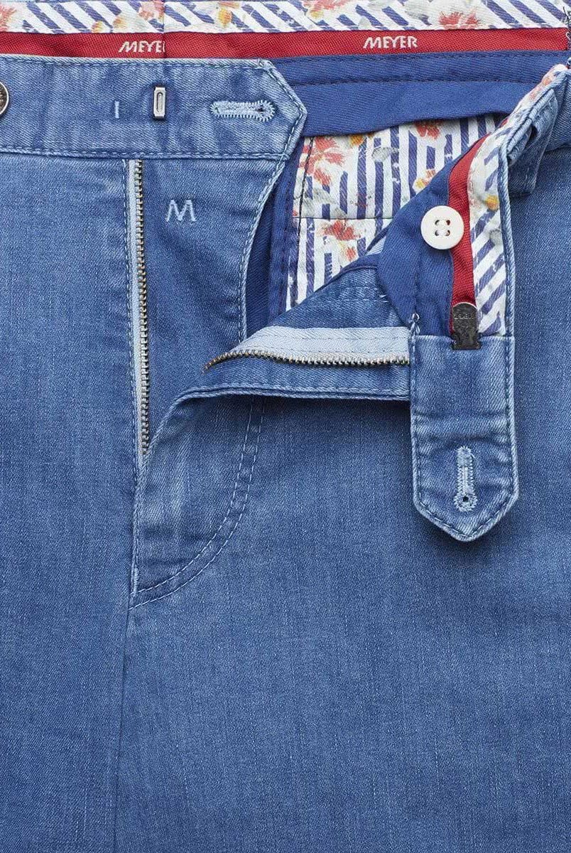 Meyer Oslo Coolmax Denim Travel Chino Trousers - Light Blue (DE)