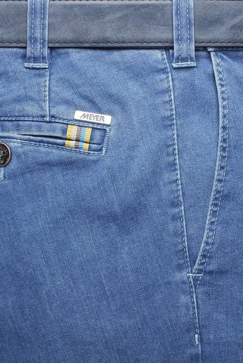 Meyer Oslo Coolmax Denim Travel Chino Trousers - Light Blue (DE)