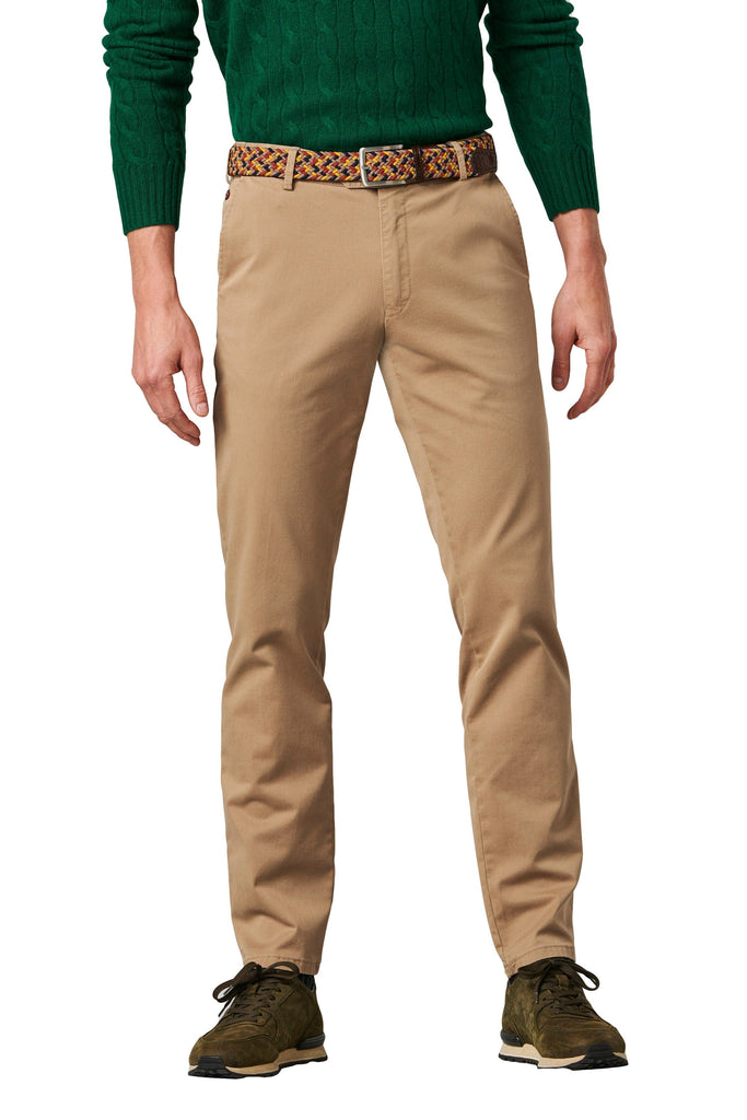 Meyer Oslo Cotton Chino Trousers - Camel