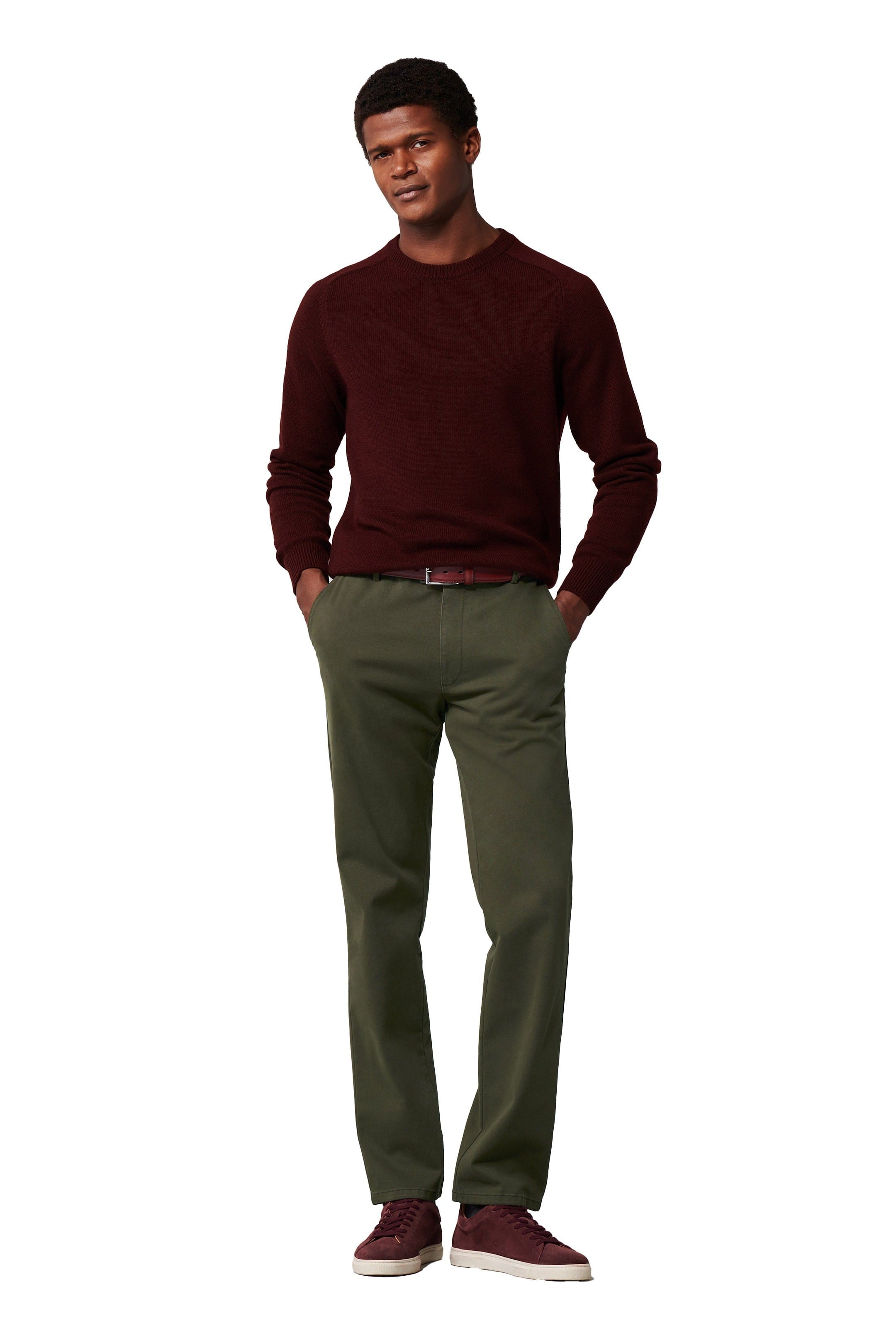 Meyer Oslo Cotton Chino Trousers - Laurel Green