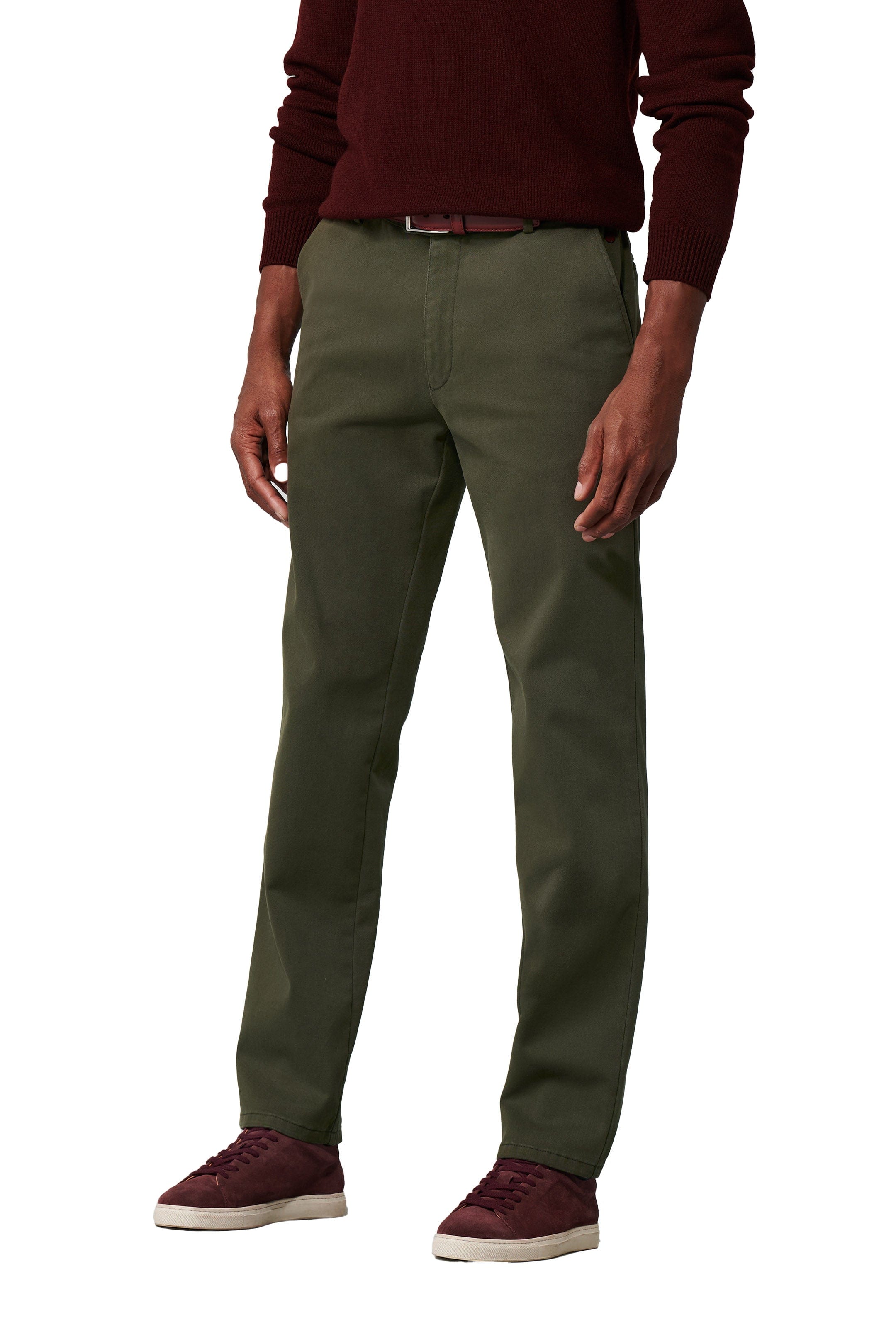 Meyer Oslo Cotton Chino Trousers - Laurel Green