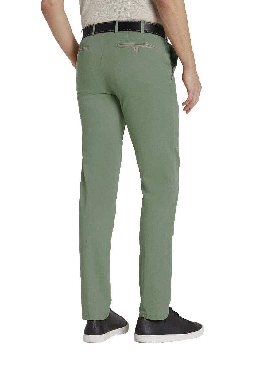 Meyer Oslo Cotton Stretch Twill Trousers - Moss Green