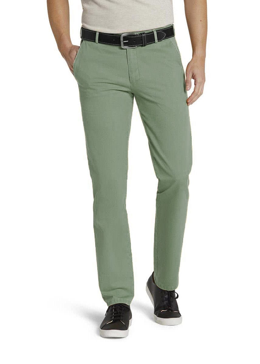 Meyer Oslo Cotton Stretch Twill Trousers - Moss Green
