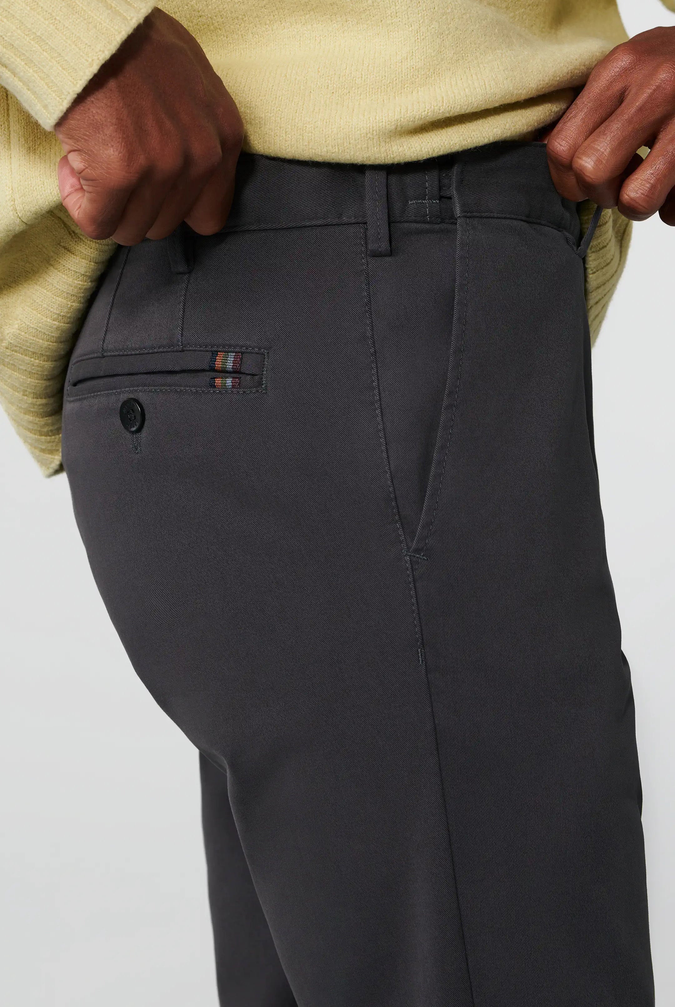 Meyer Oslo Cotton Stretch Waist Chinos - Charcoal