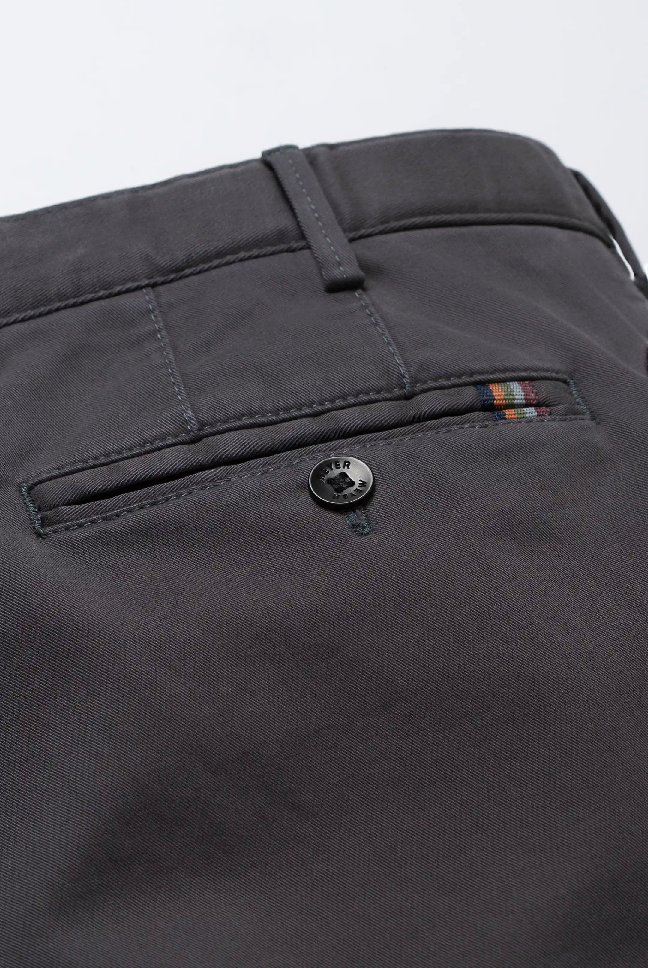 Meyer Oslo Cotton Stretch Waist Chinos - Charcoal
