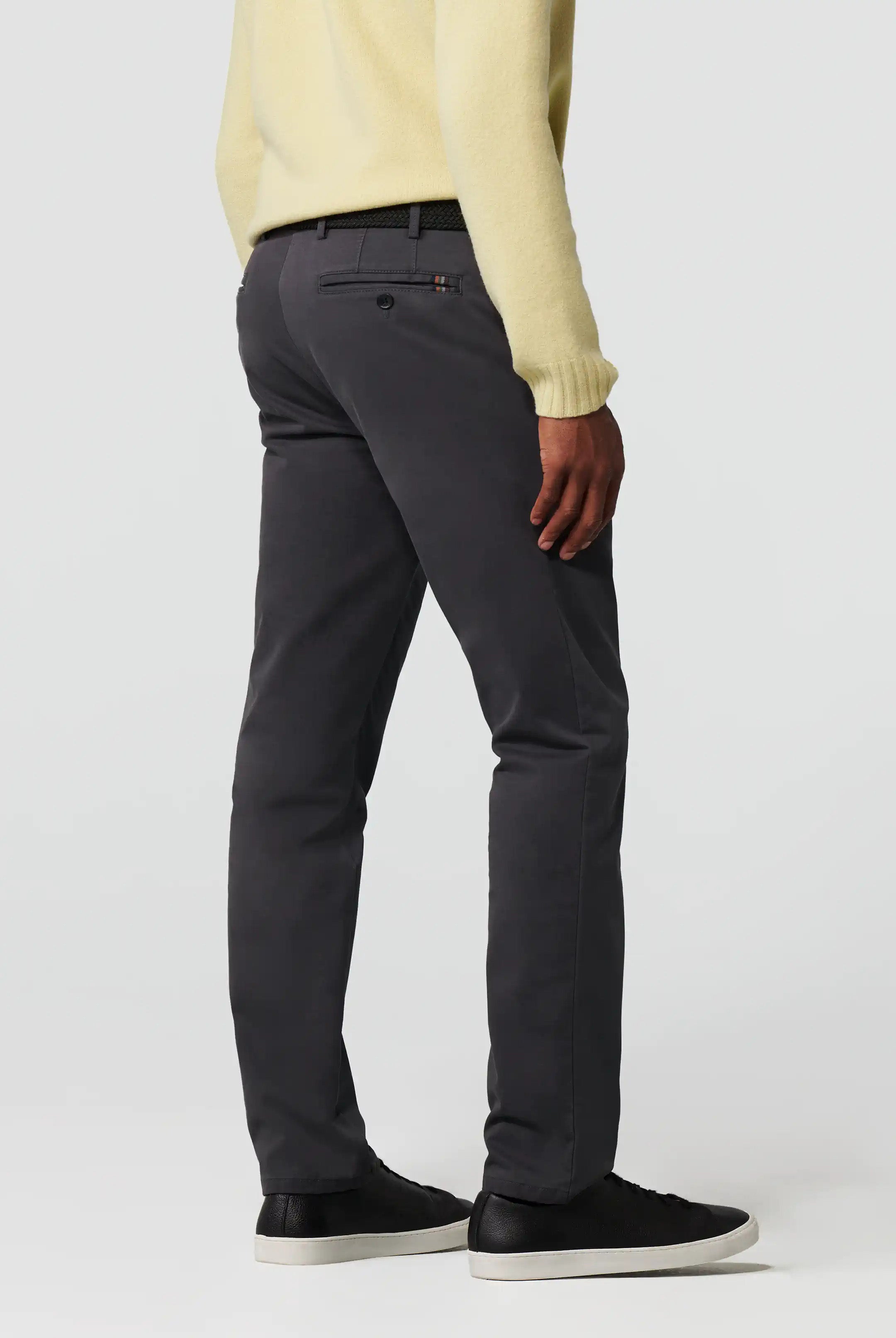 Meyer Oslo Cotton Stretch Waist Chinos - Charcoal