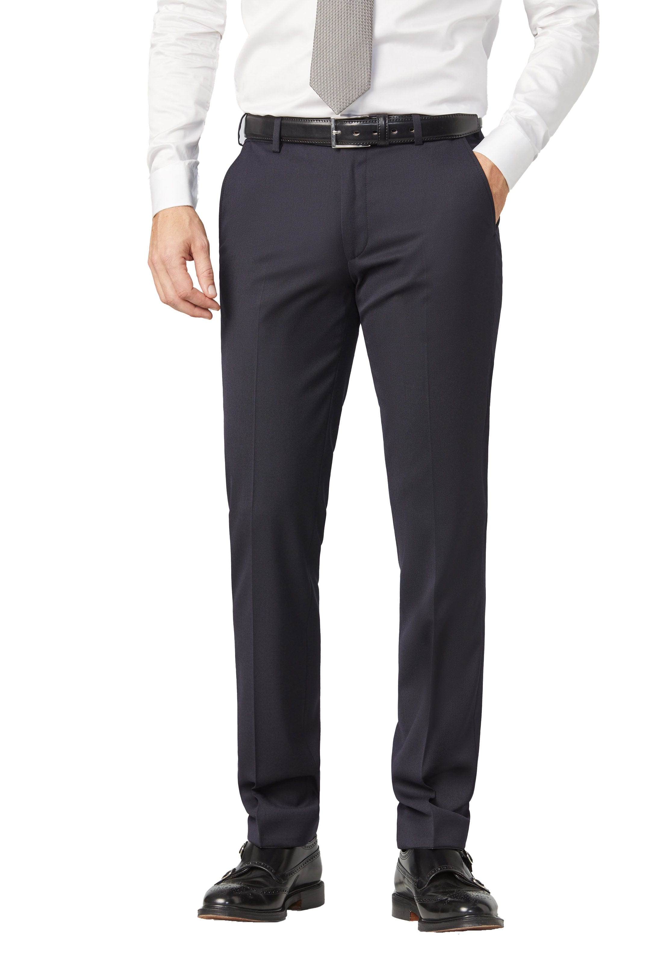 Meyer Oslo Poly/Wool Travel Trousers - Navy