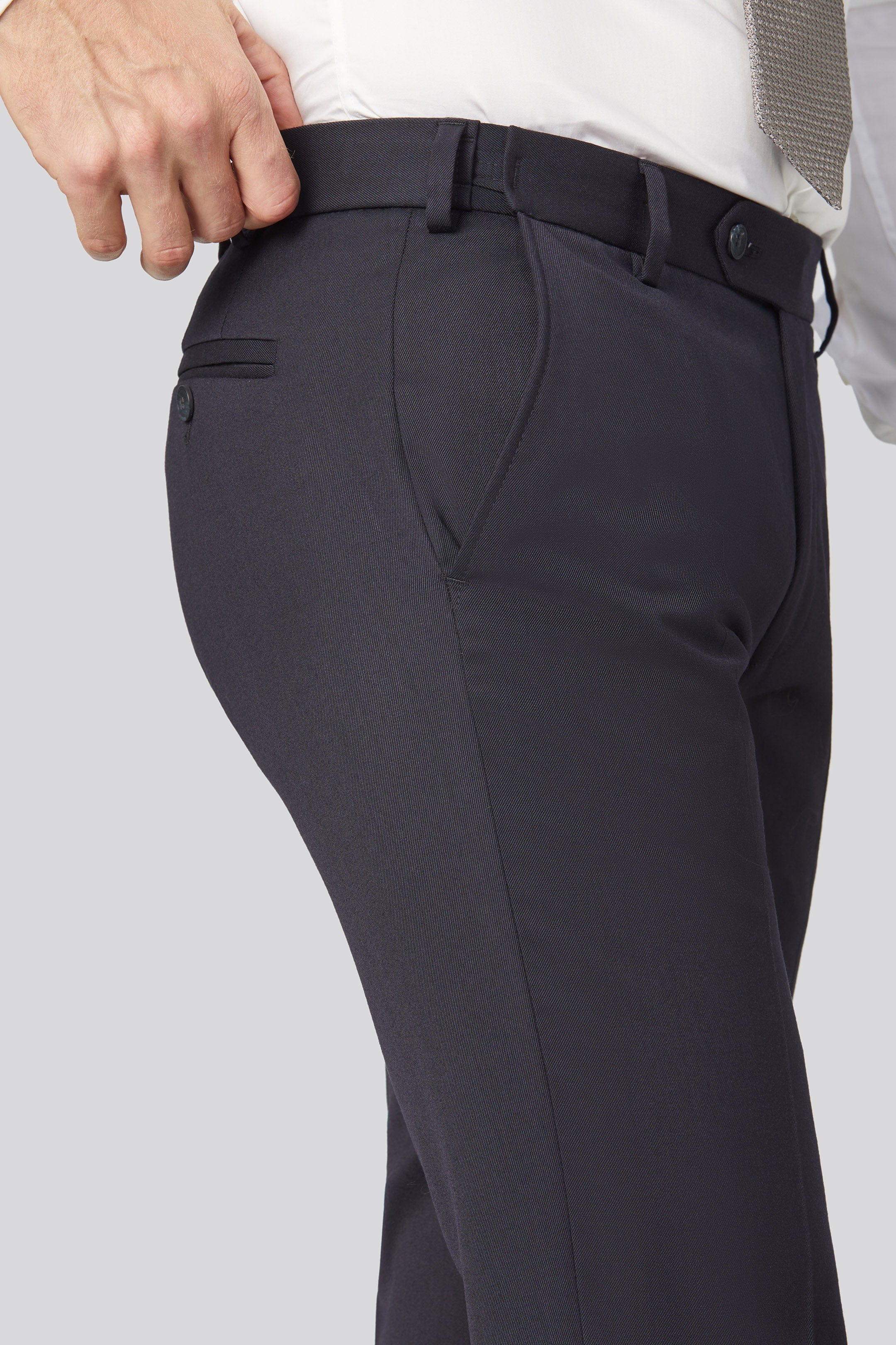 Meyer Oslo Poly/Wool Travel Trousers - Navy