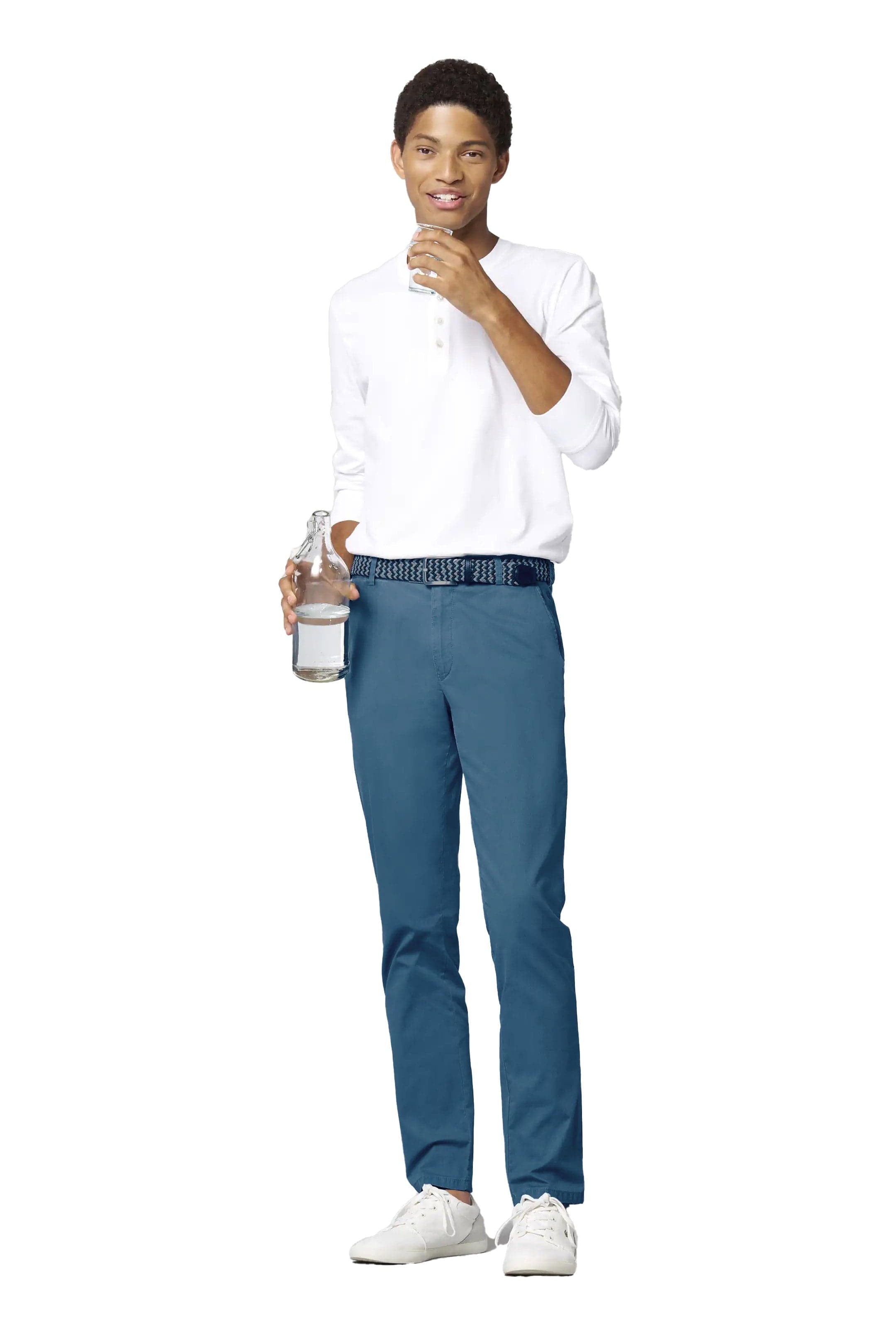 Meyer Oslo Stretch Summer Twill Chinos - Mid Blue