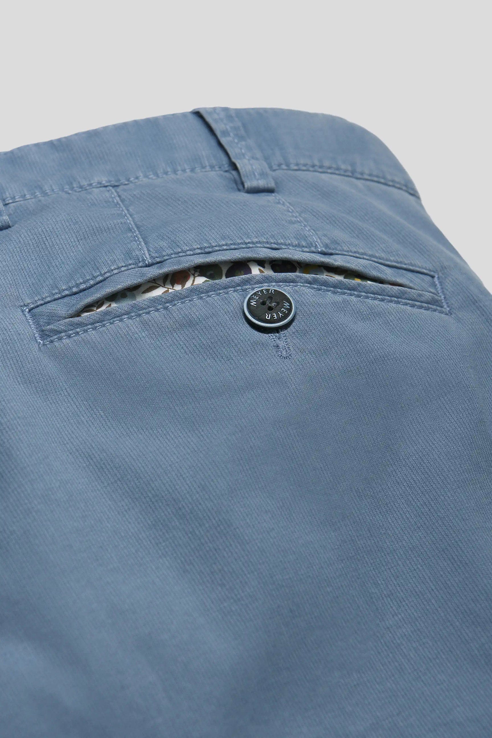 Meyer Oslo Stretch Waist Micro Cotton Summer Chinos - Mid-Blue