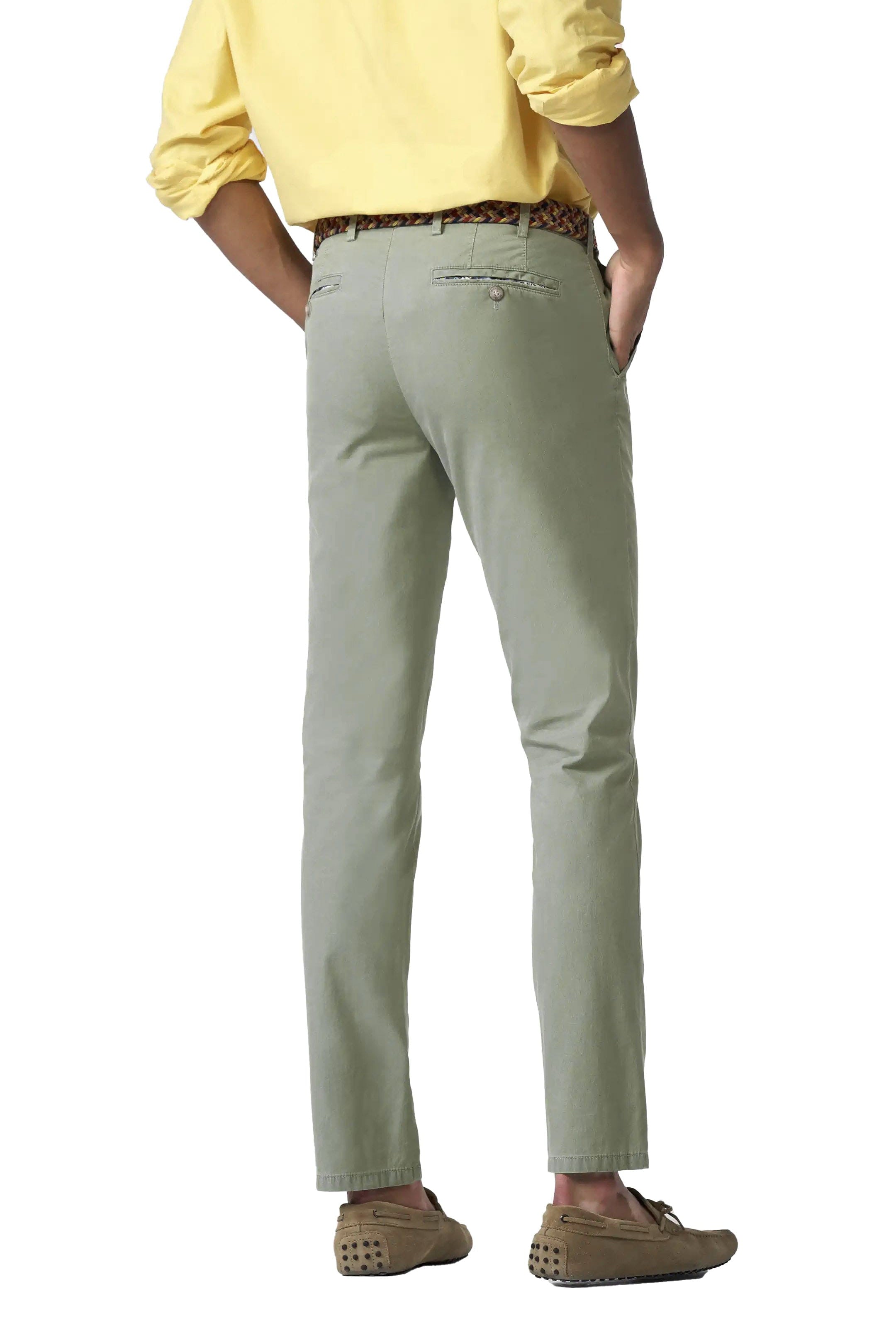 Meyer Oslo Stretch Waist Micro Cotton Summer Chinos - Washed Sage