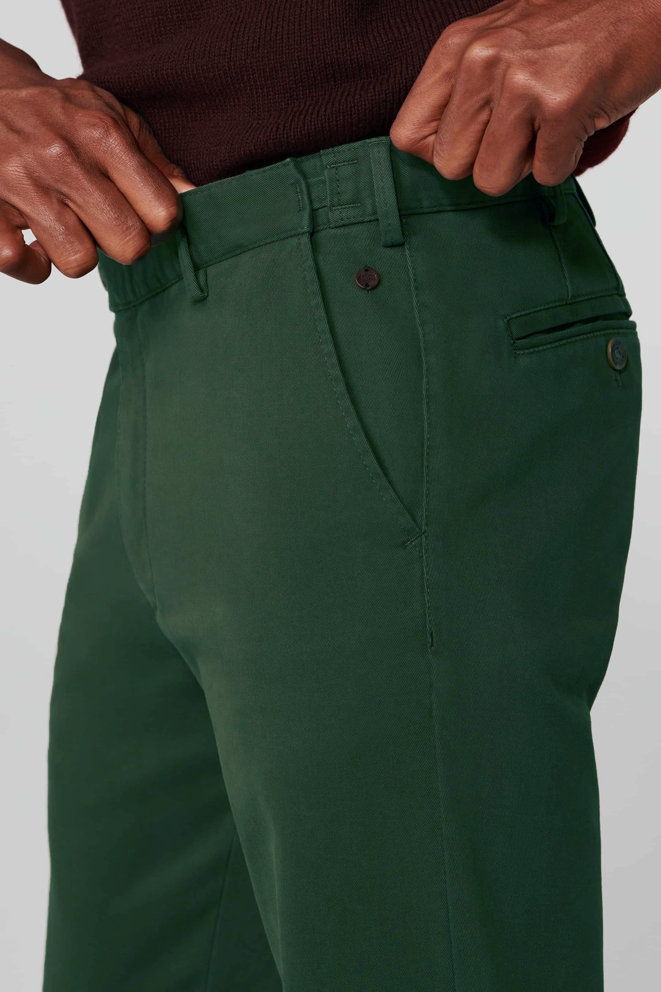 Meyer Oslo Super Soft Organic Cotton Chinos - Forest Green
