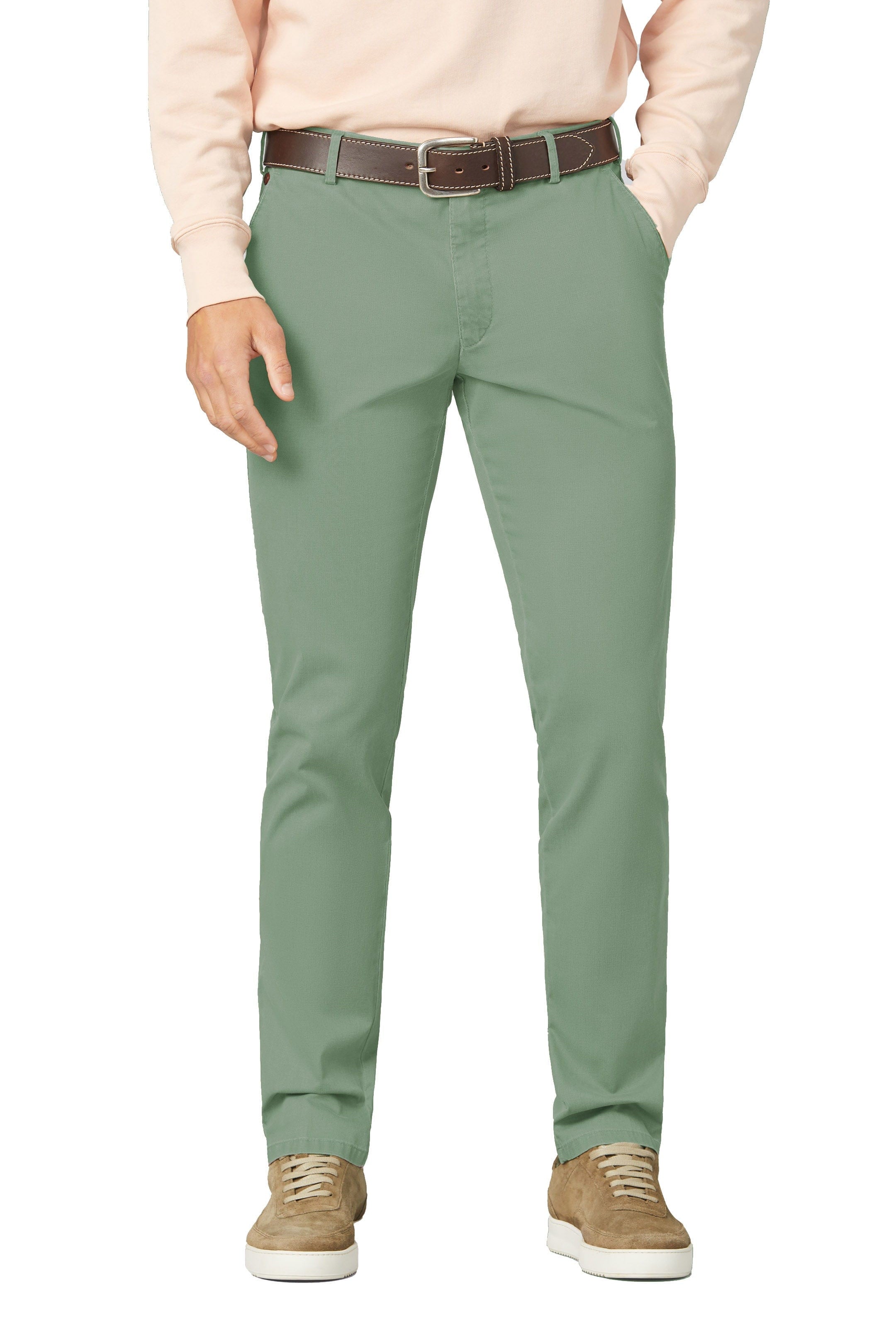 Meyer Rio Cotton Stretch Chino Trousers - Sage