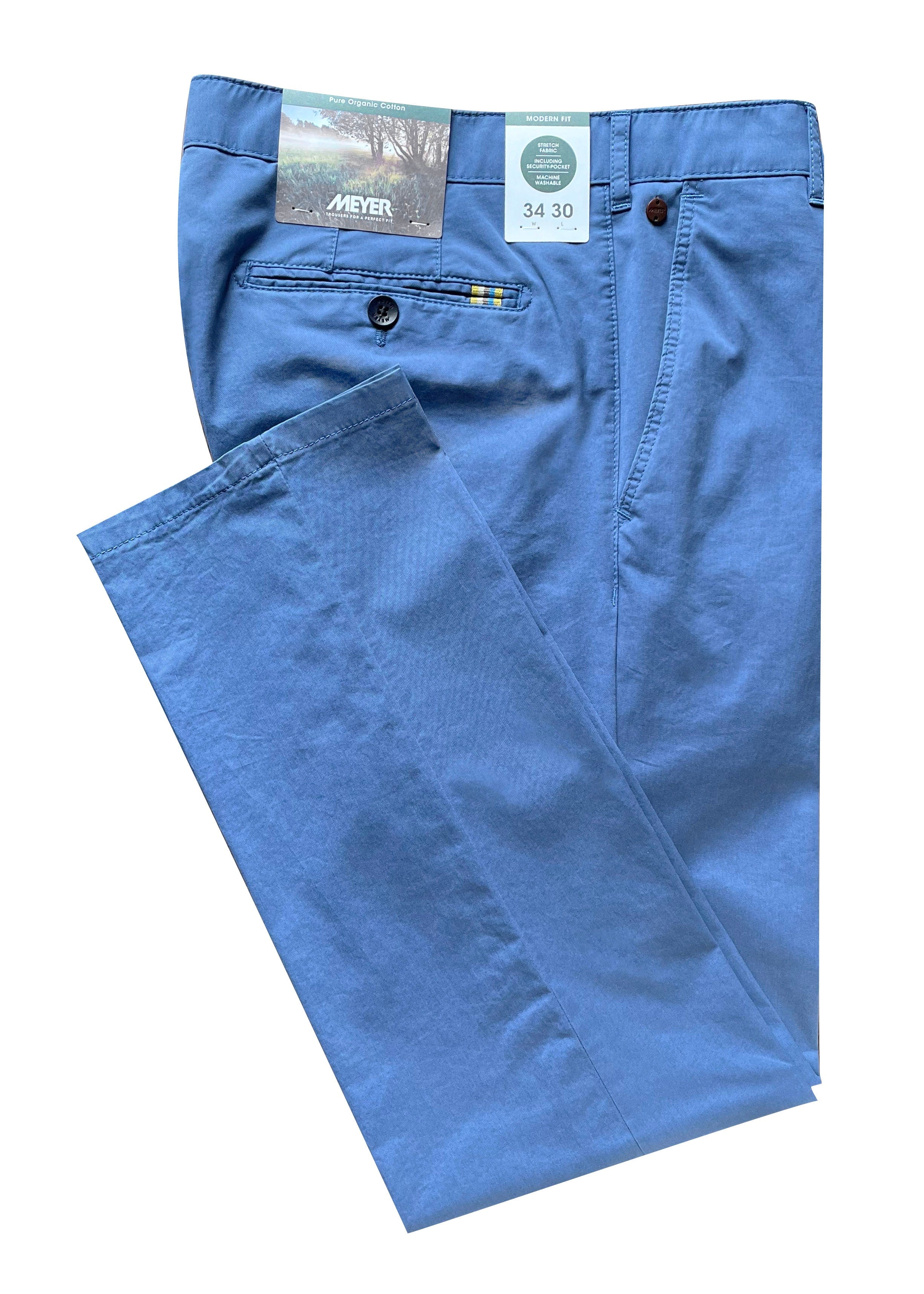 Meyer Rio Cotton Stretch Chinos - Blue