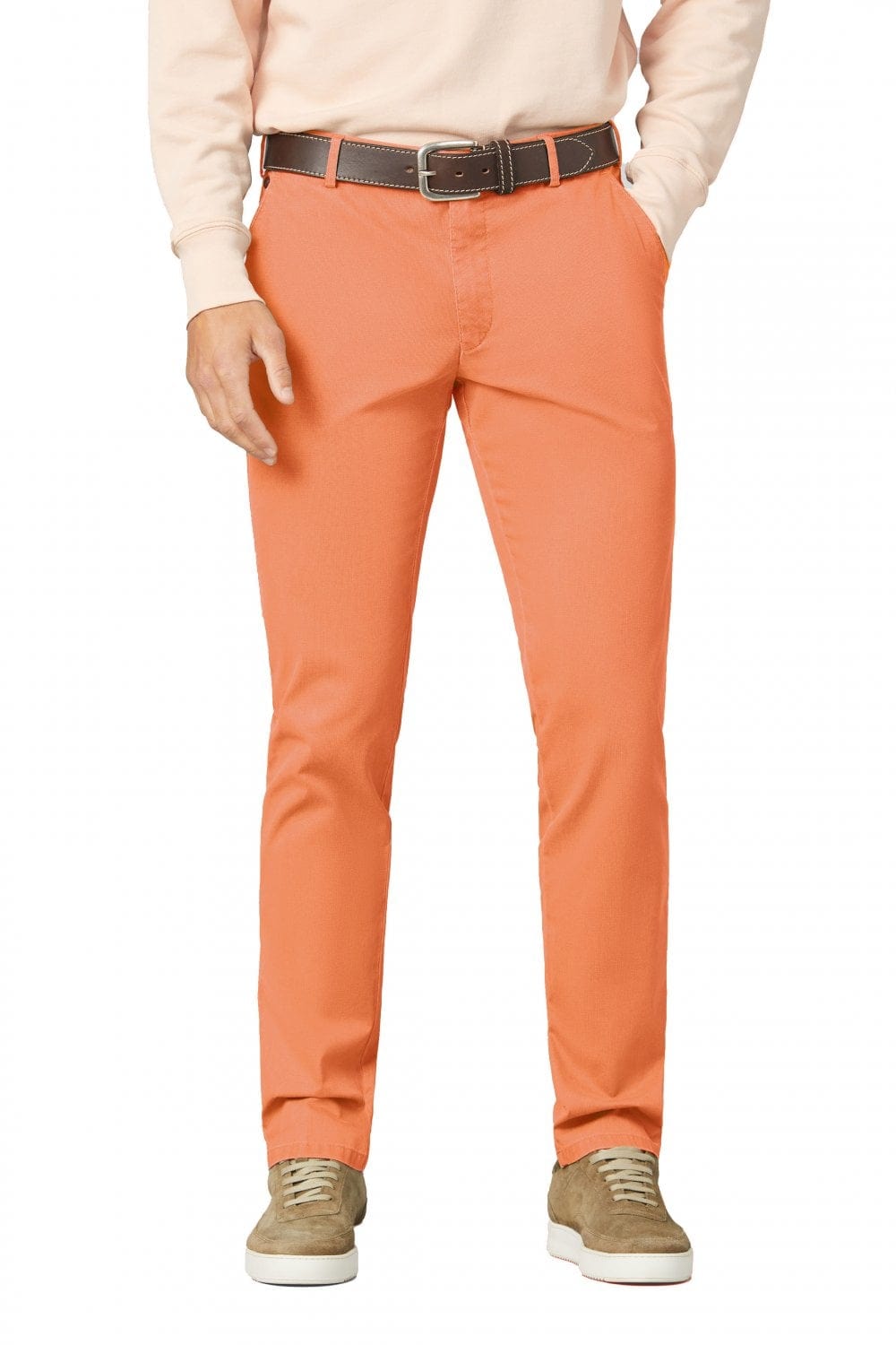 Meyer Rio Organic Cotton Stretch Chino Trousers - Pumpkin