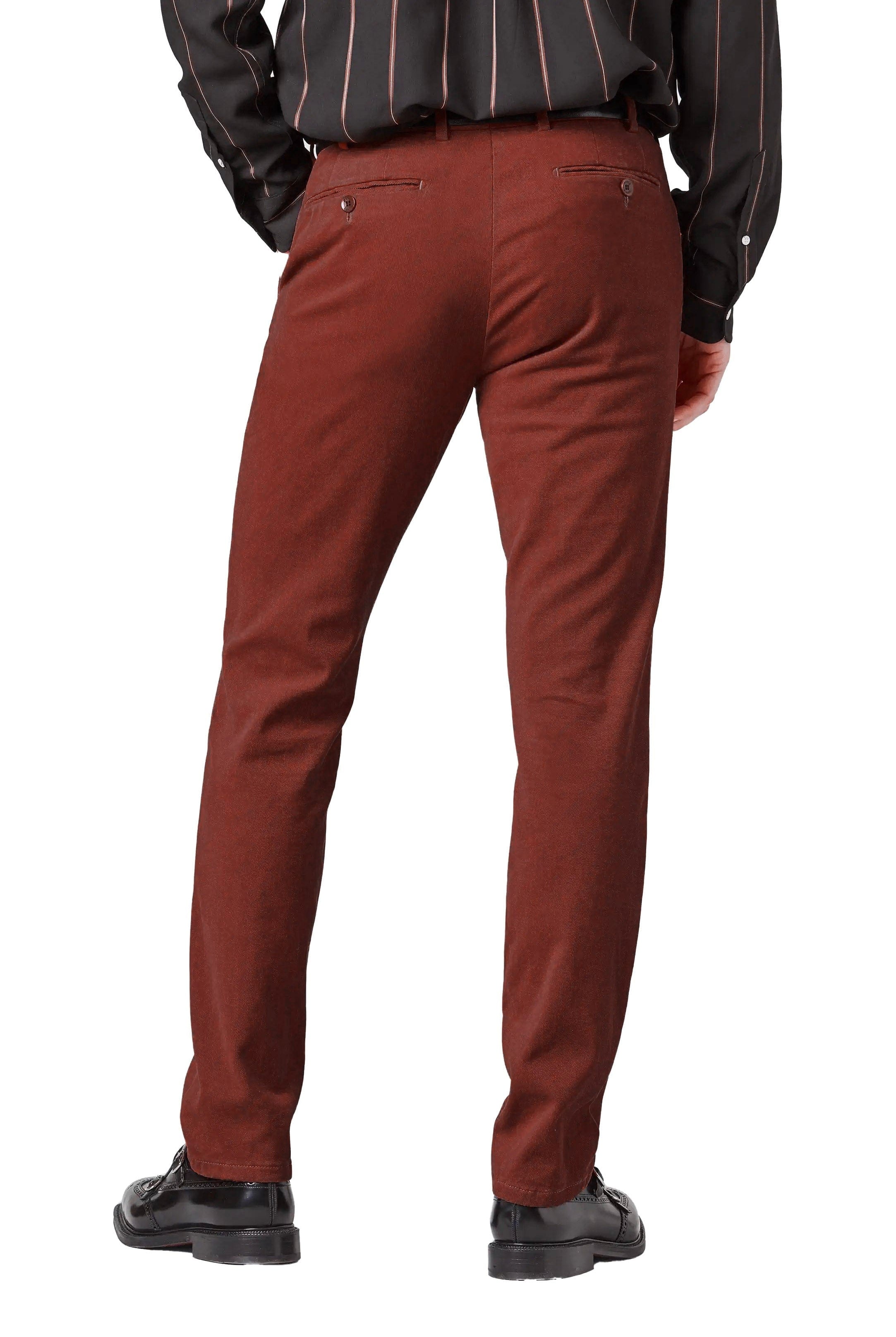 Meyer Rio Soft Stretch Organic Cotton Chino Trousers - Mahogany