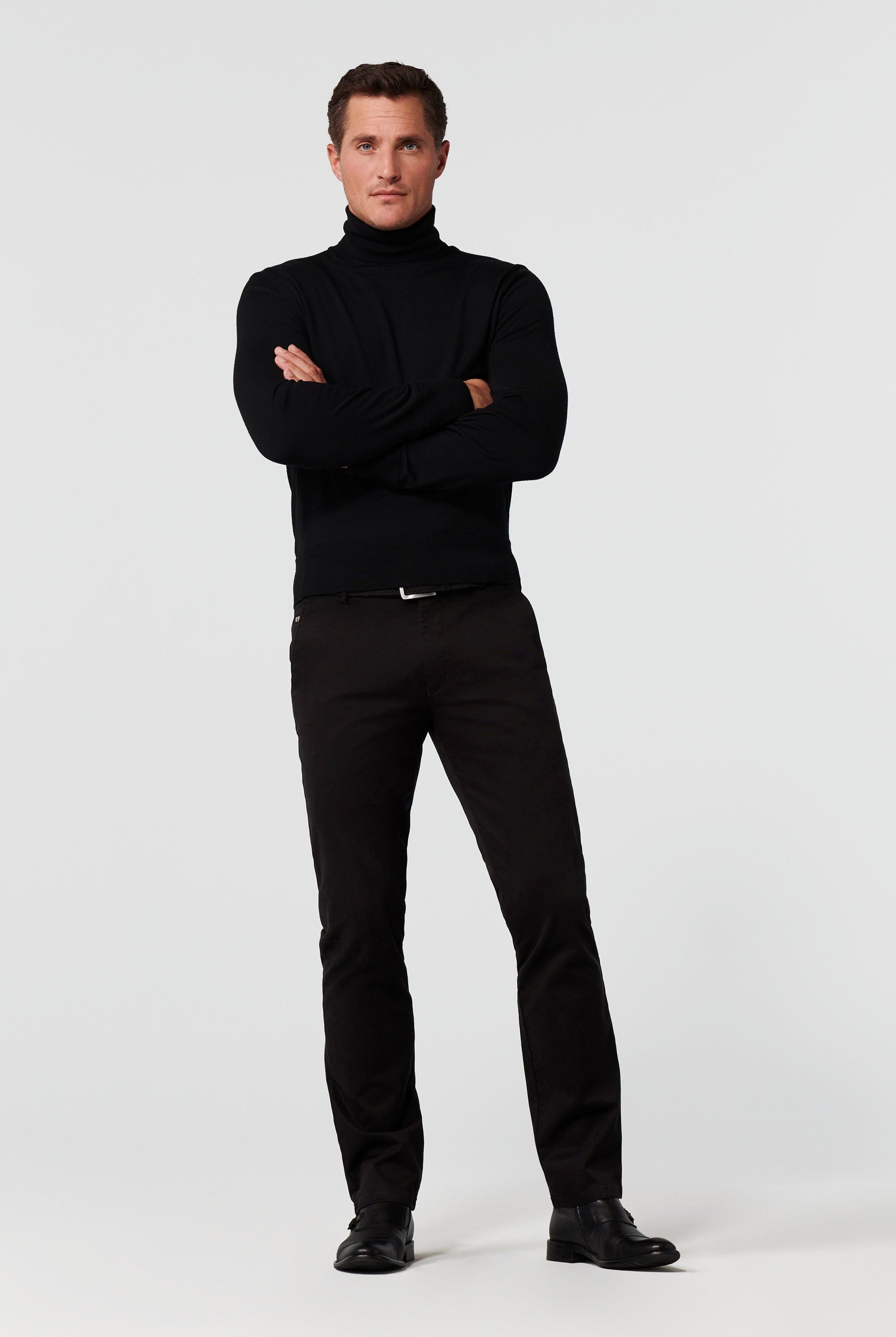 Meyer Roma Cotton Chino Trousers - Black