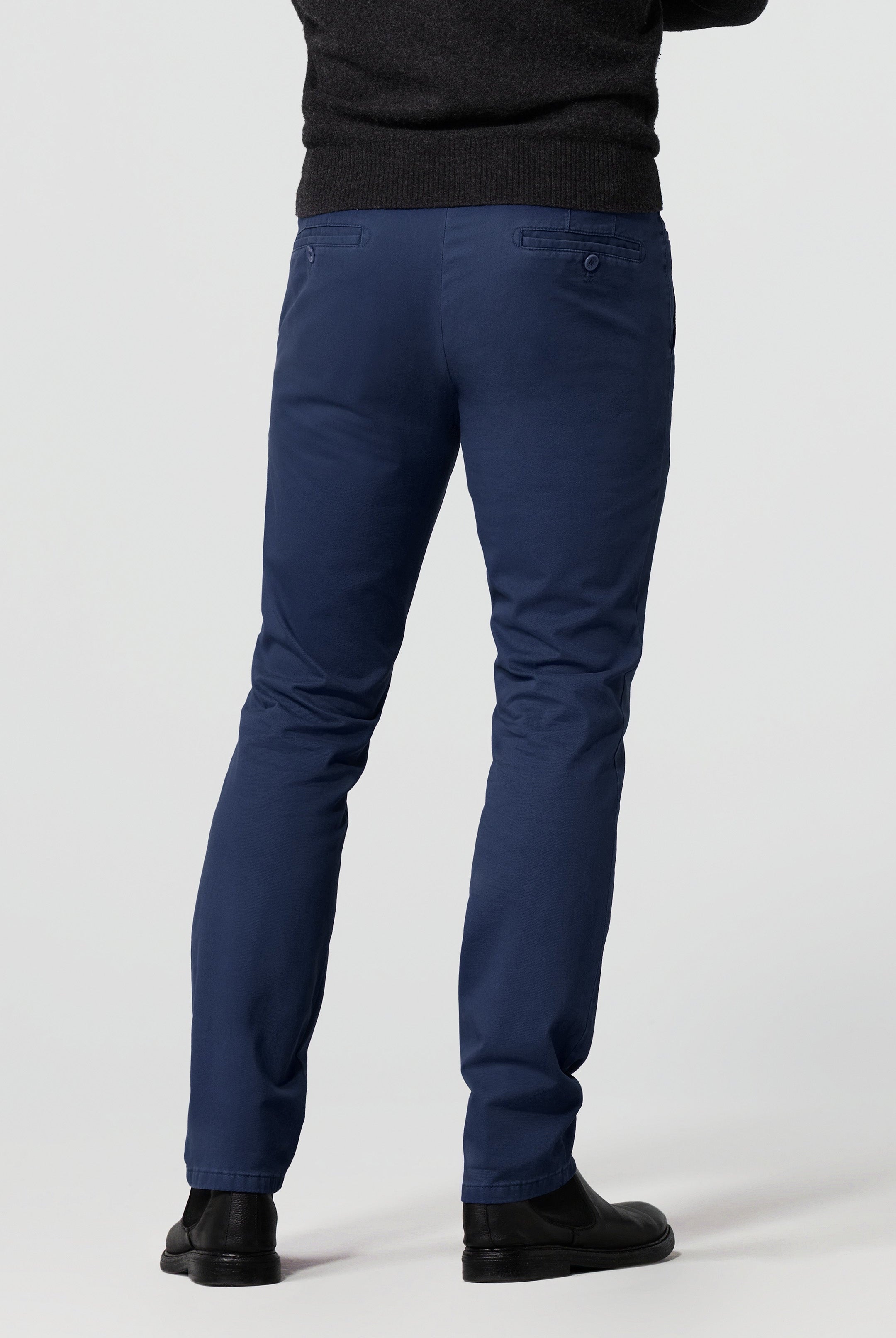 Meyer Roma Cotton Stretch Regular Chinos - Mid Blue
