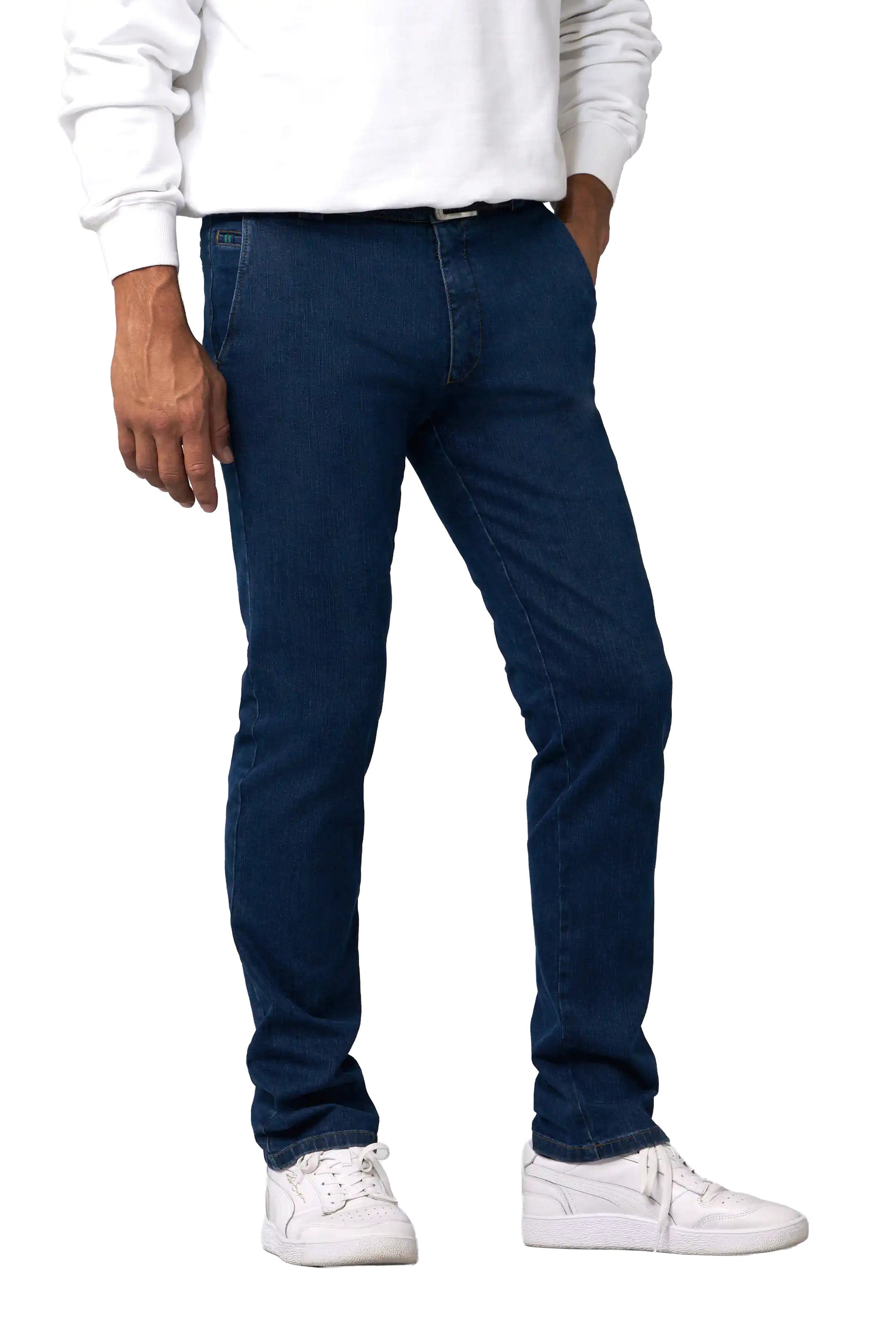 Meyer Roma Cotton Stretch Regular Denim Trousers - Blue Stone