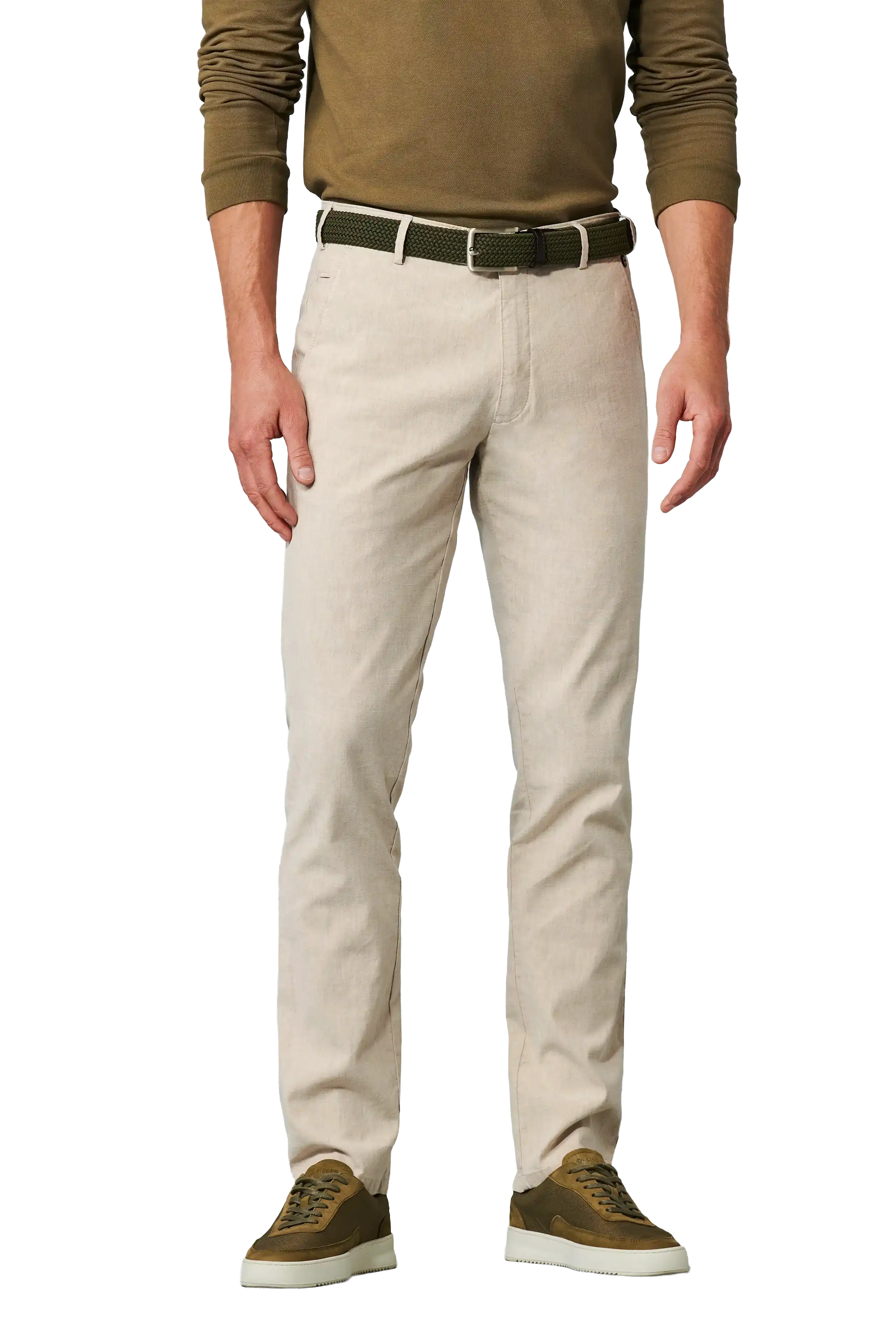 Meyer Roma Linen/Cotton Stretch Trouser - Beige