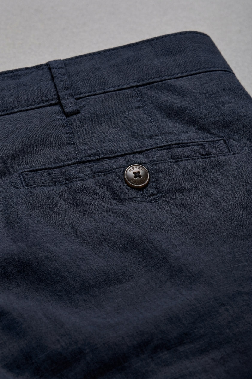Meyer Roma Linen/Cotton Stretch Trouser - Navy