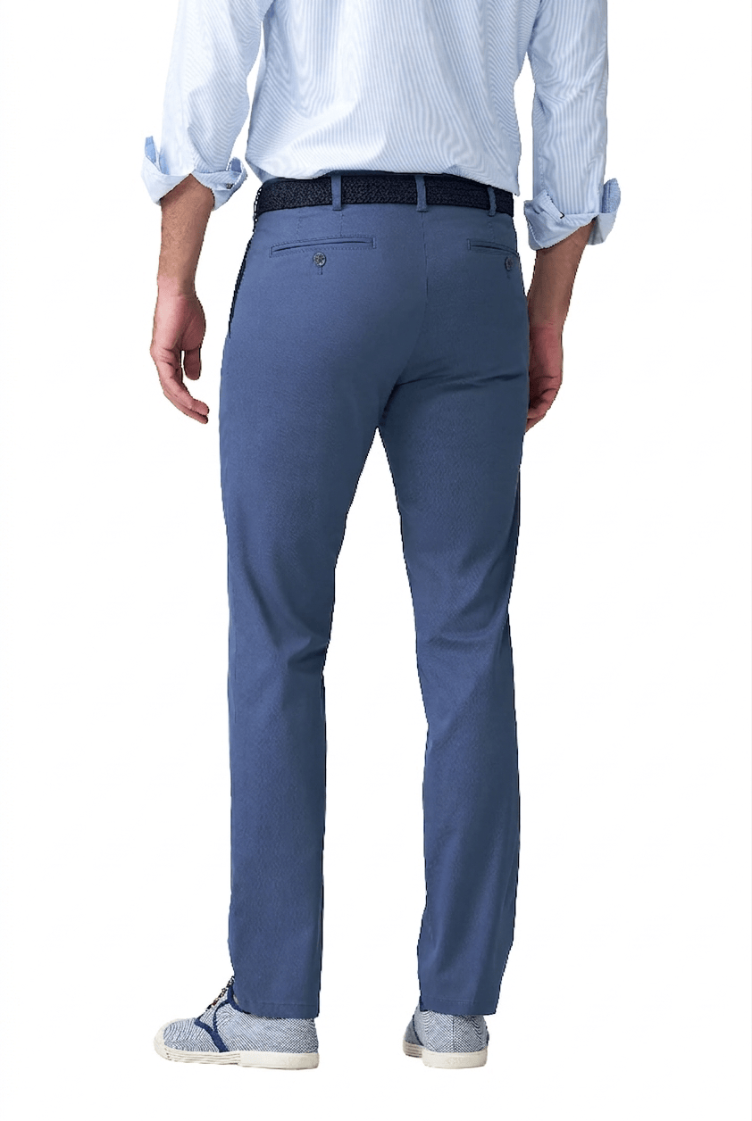 Meyer Roma Stretch Fine Micro Print Trousers - Blue
