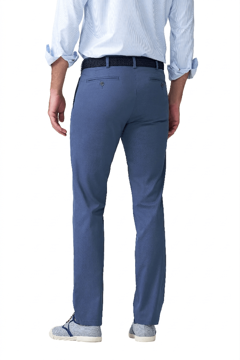 Meyer Roma Stretch Fine Micro Print Trousers - Blue