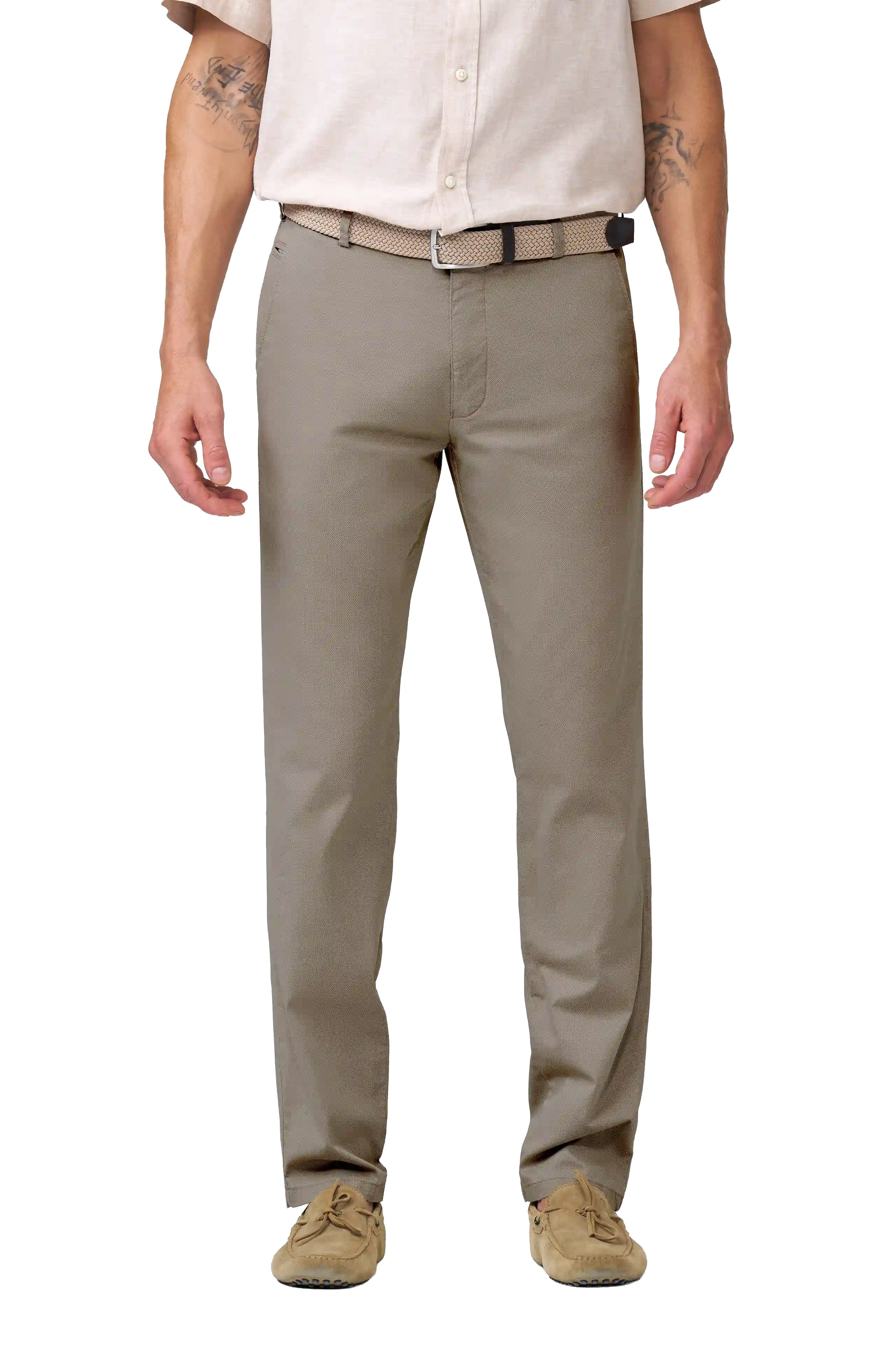 Meyer Roma Stretch Fine Micro Print Trousers - Sand