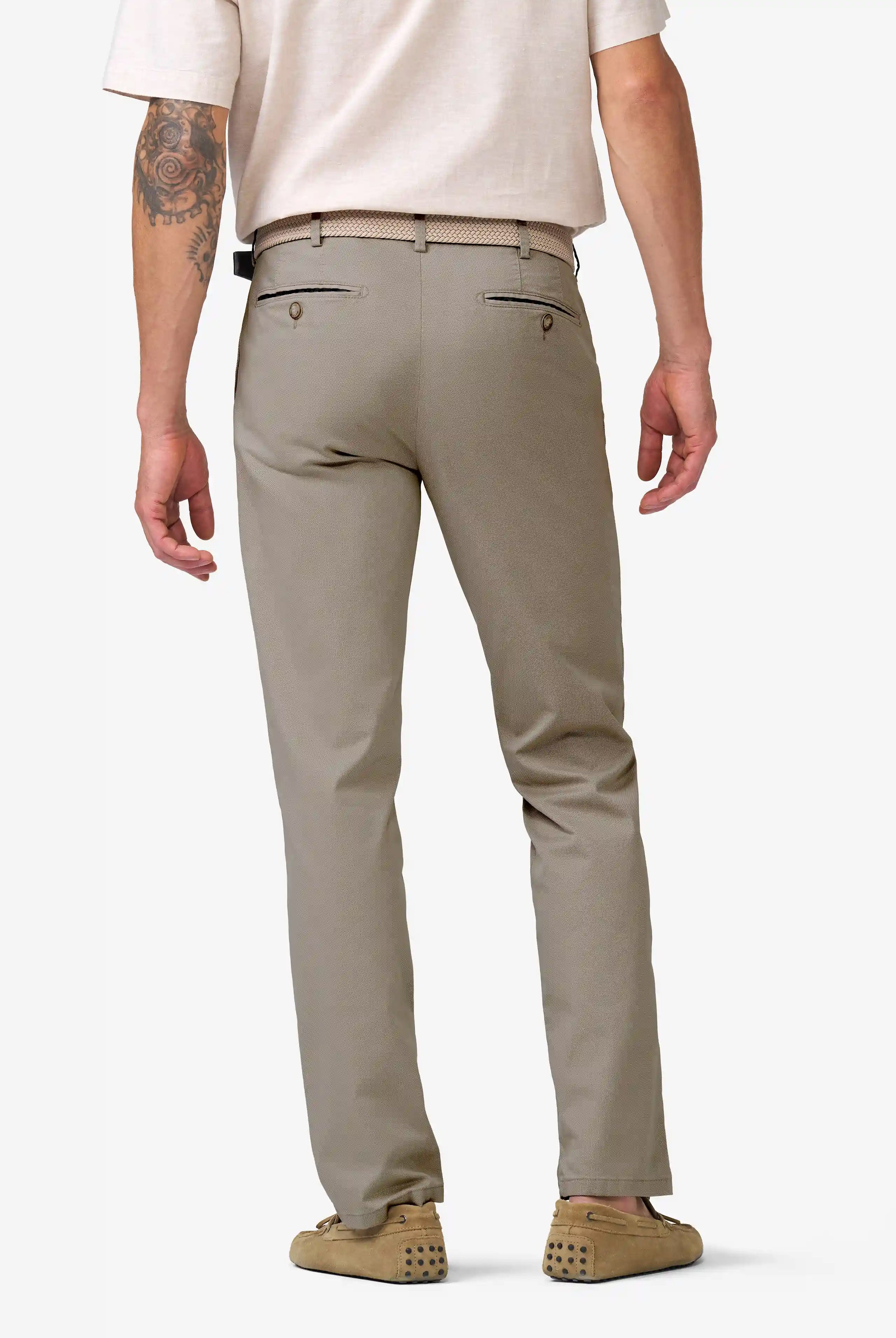 Meyer Roma Stretch Fine Micro Print Trousers - Sand