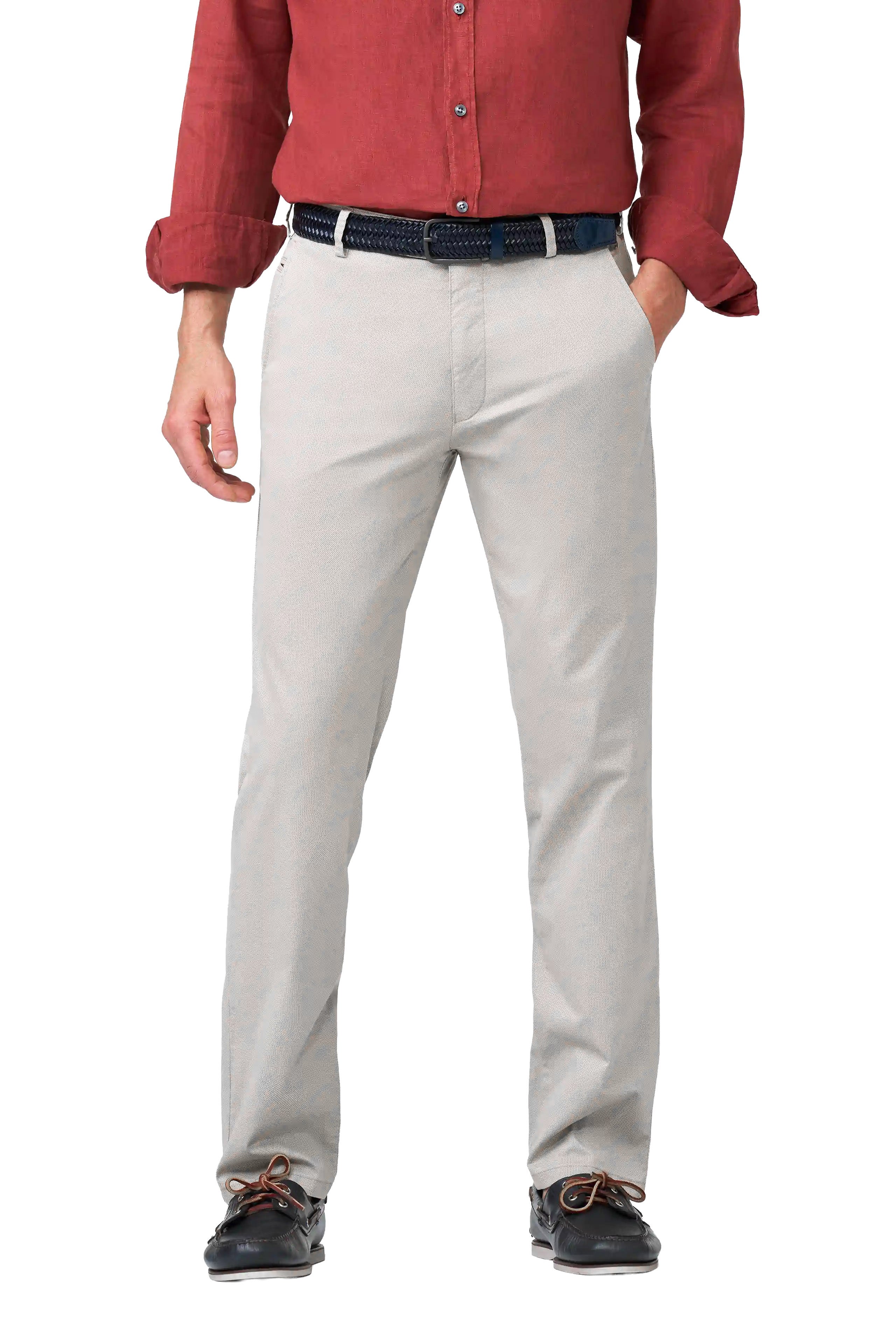Meyer Roma Stretch Fine Micro Print Trousers - Silver