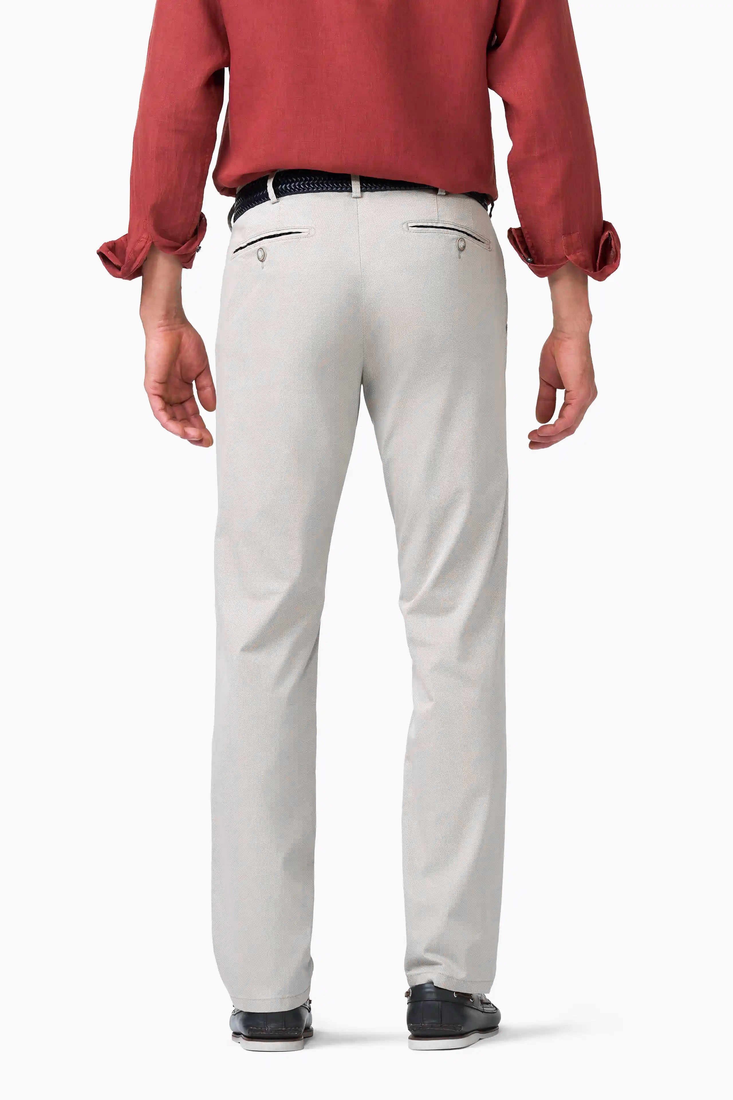 Meyer Roma Stretch Fine Micro Print Trousers - Silver
