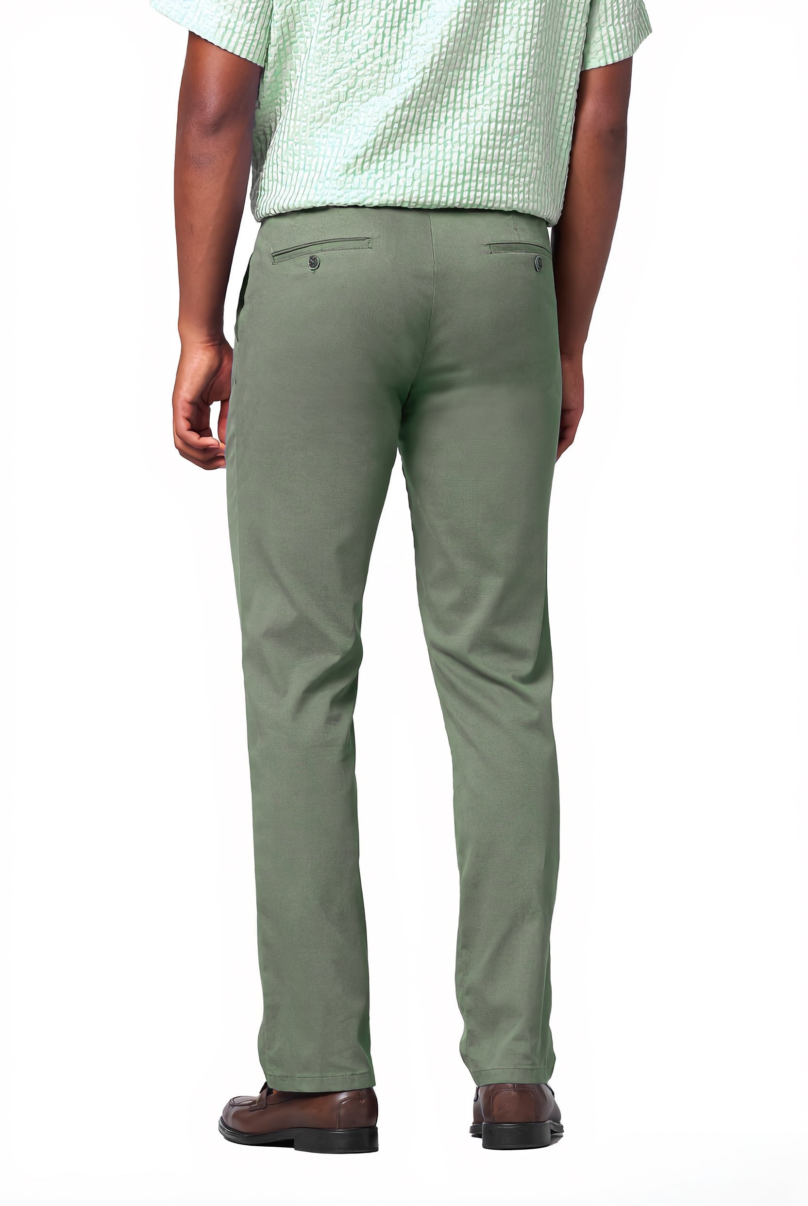 Meyer Roma Stretch Fine Structure Chino Trousers - Sage Green