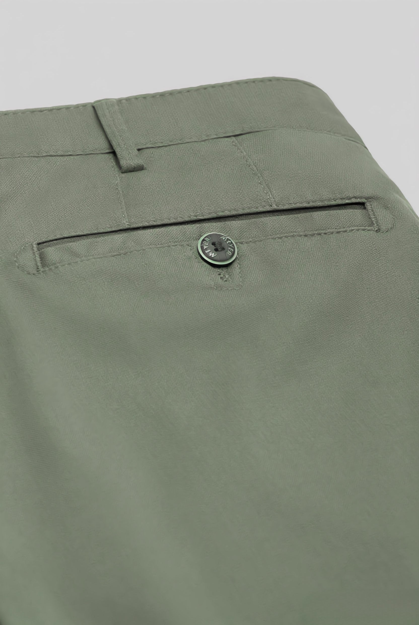 Meyer Roma Stretch Fine Structure Chino Trousers - Sage Green