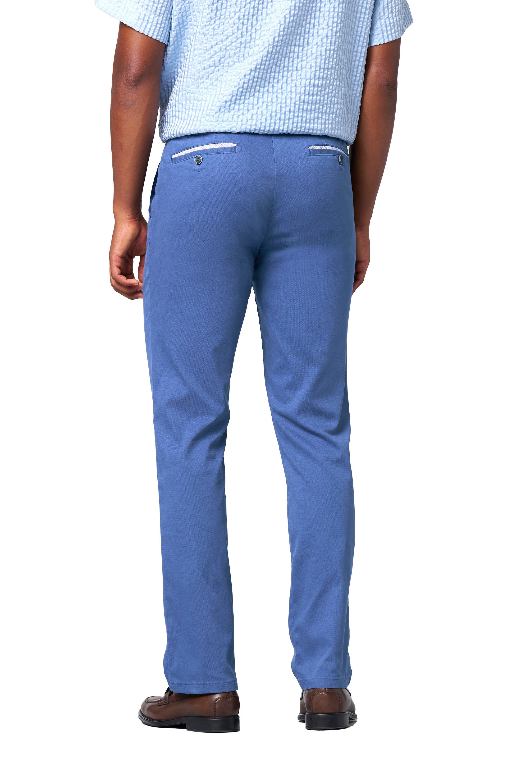 Meyer Roma Stretch Fine Structure Chinos - Blue