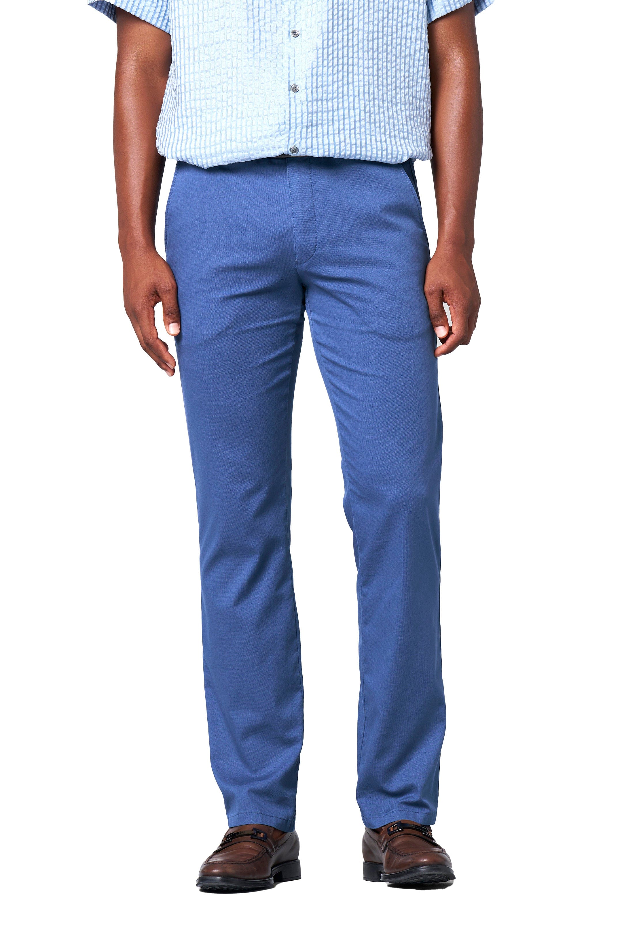 Meyer Roma Stretch Fine Structure Chinos - Blue