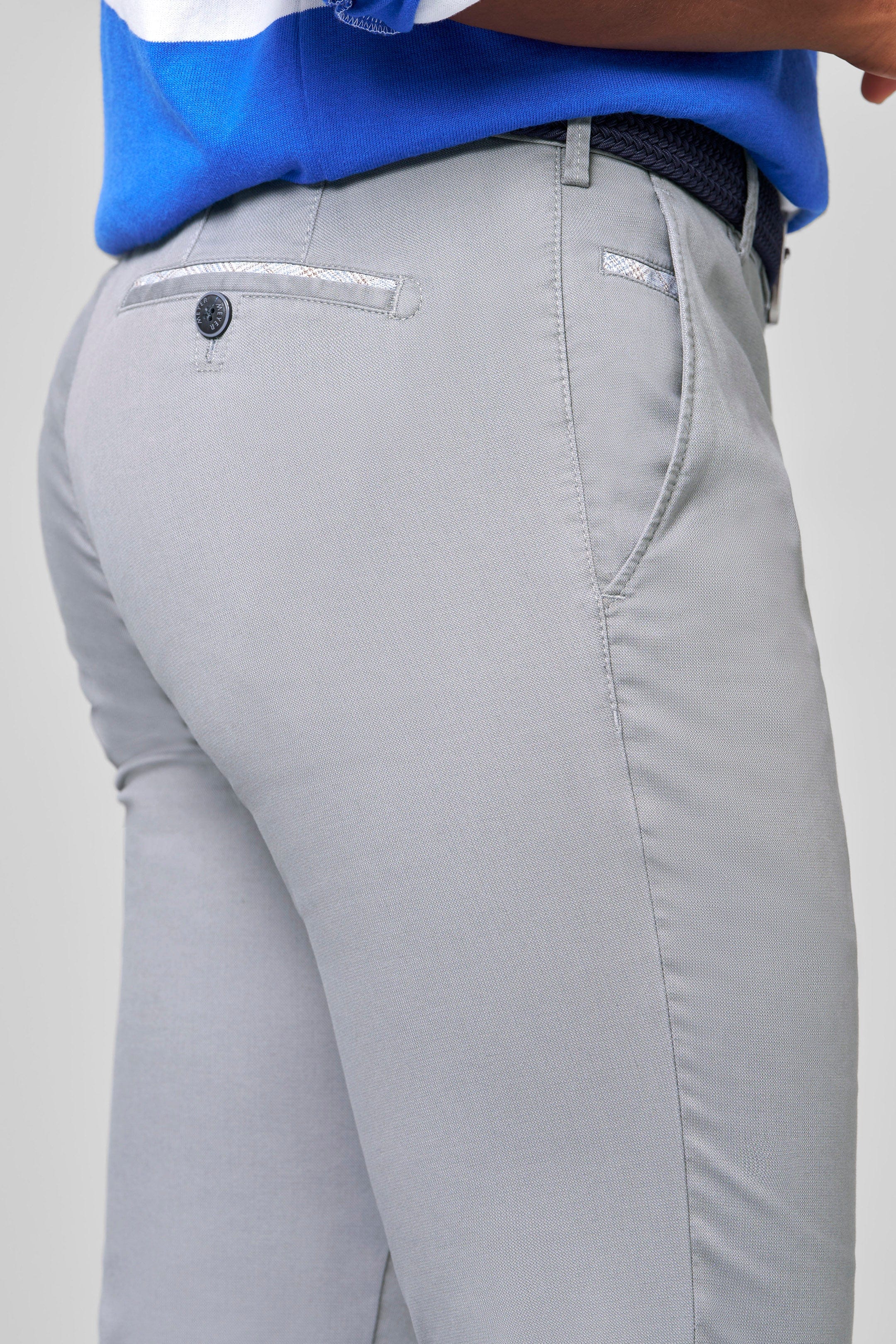 Meyer Roma Stretch Fine Structure Chinos - Grey