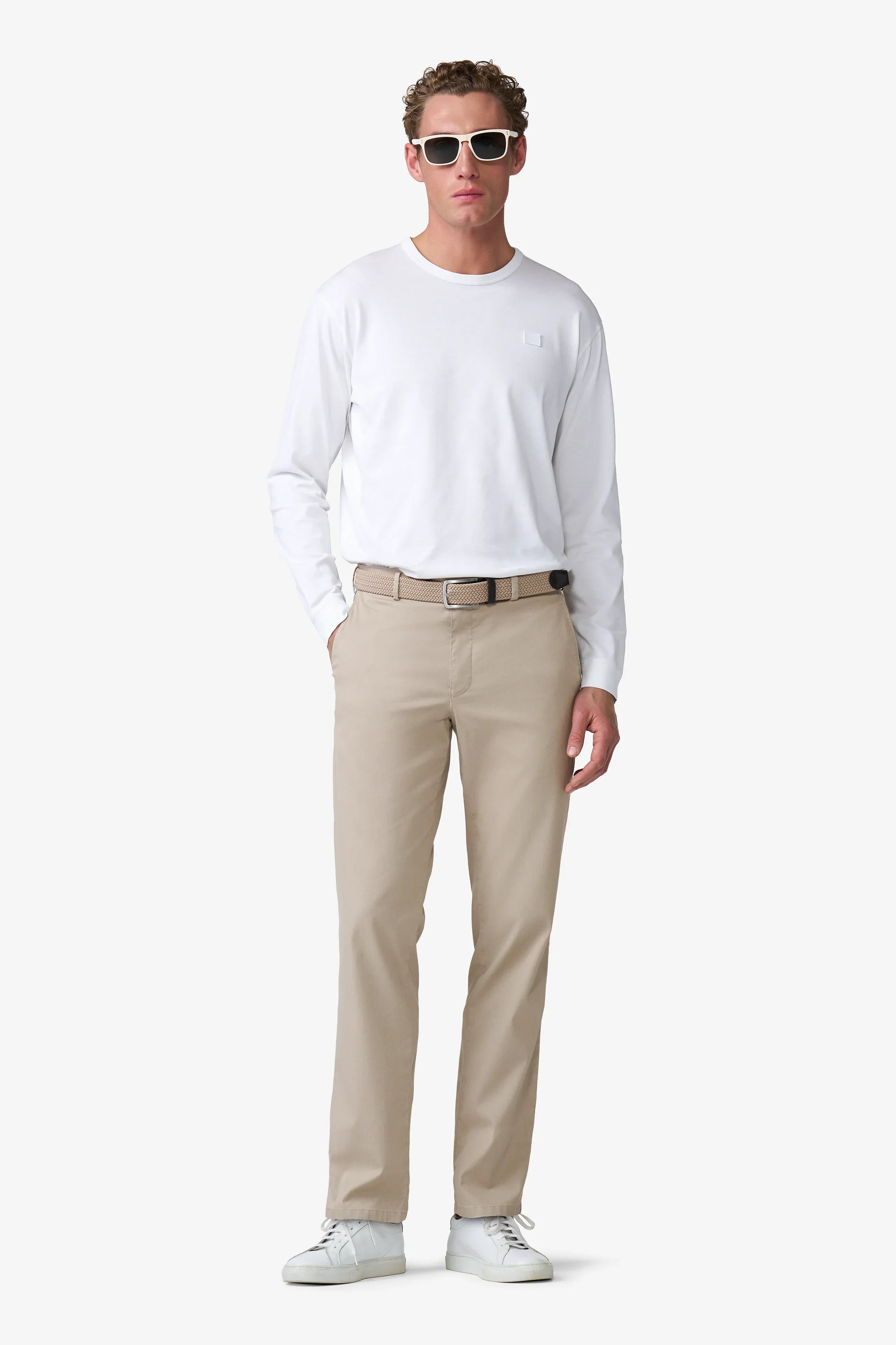 Meyer Roma Stretch Fine Texture Chino Trousers - Beige
